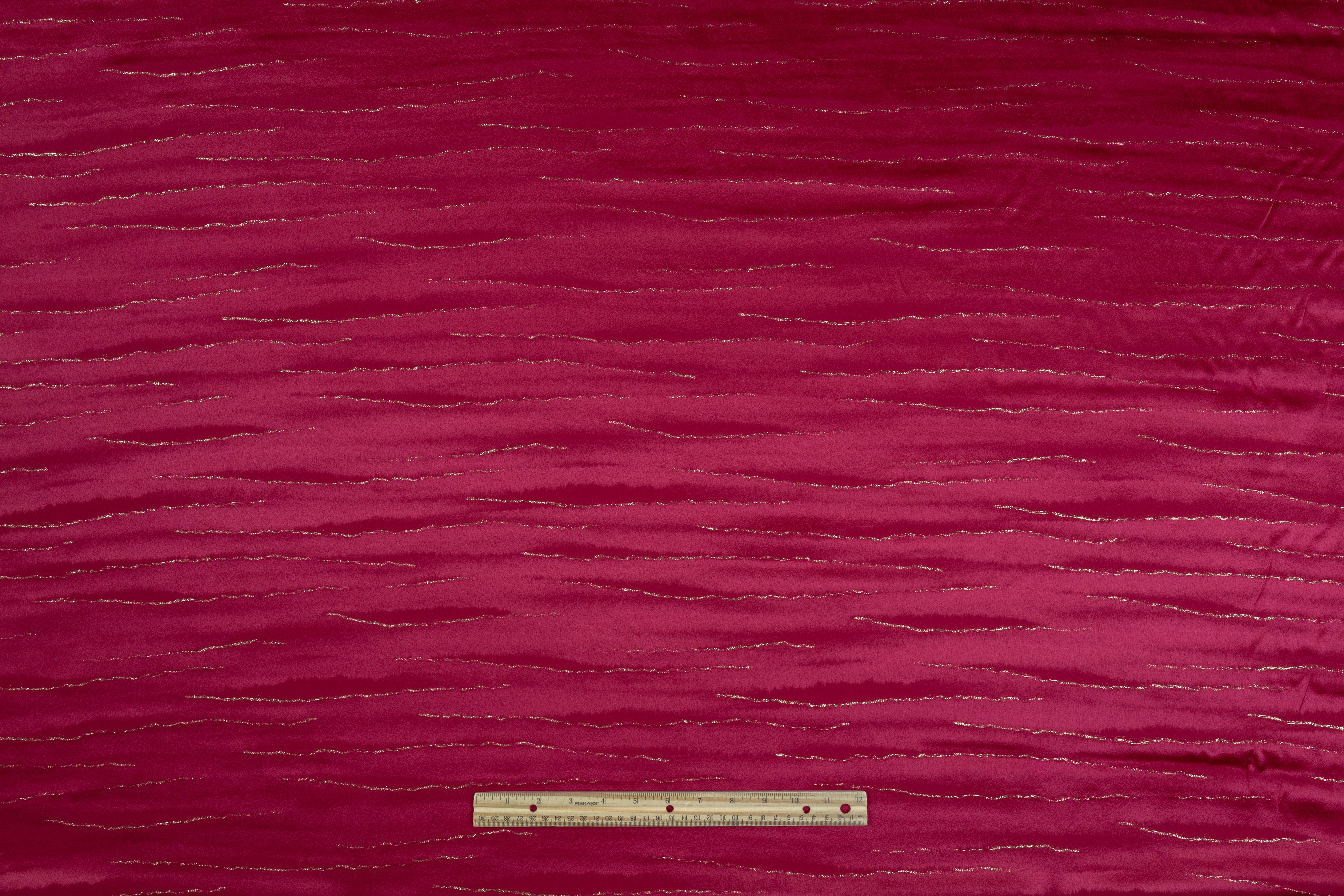 Metallic Italian Silk Jacquard - Burgundy / Gold