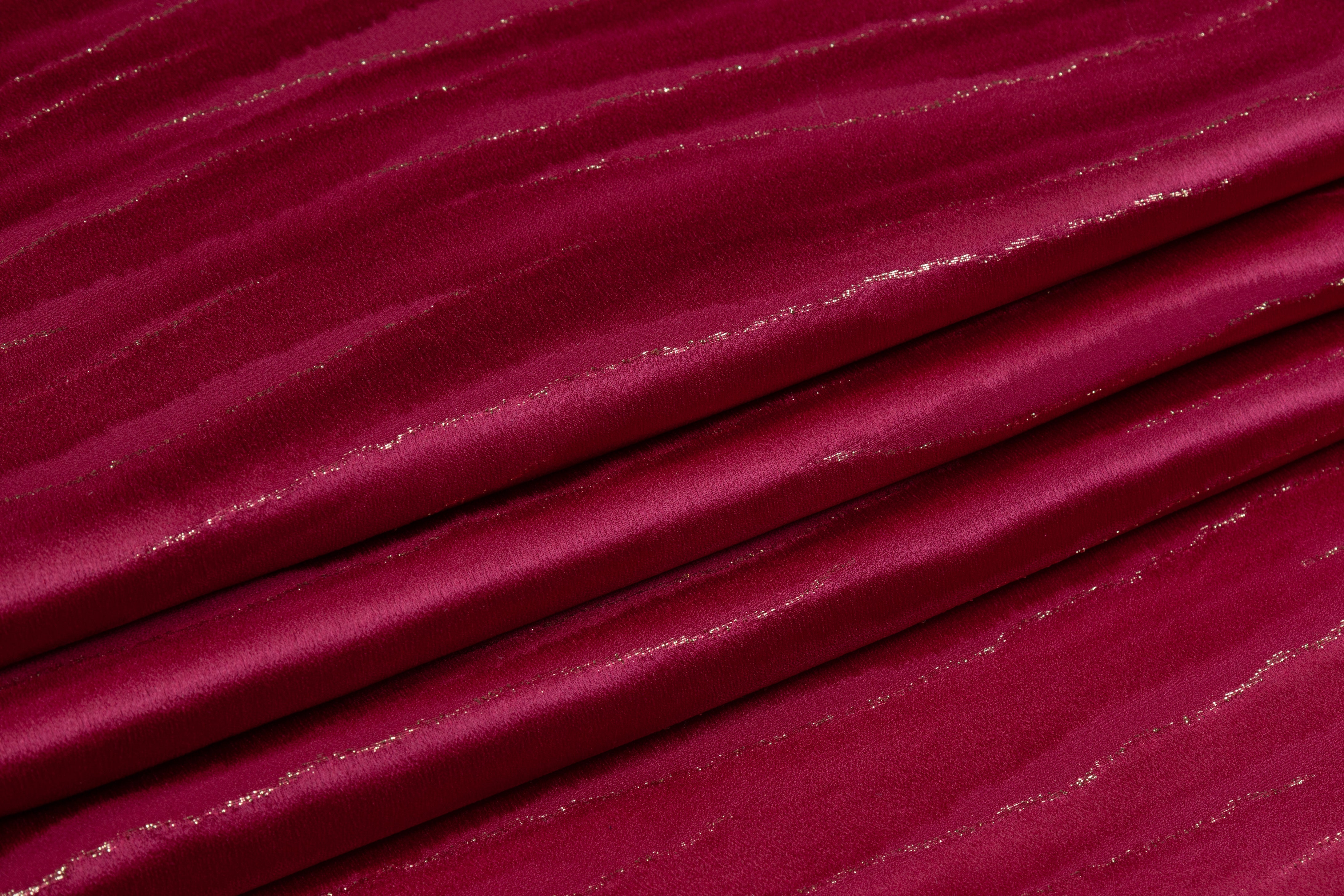 Metallic Italian Silk Jacquard - Burgundy / Gold