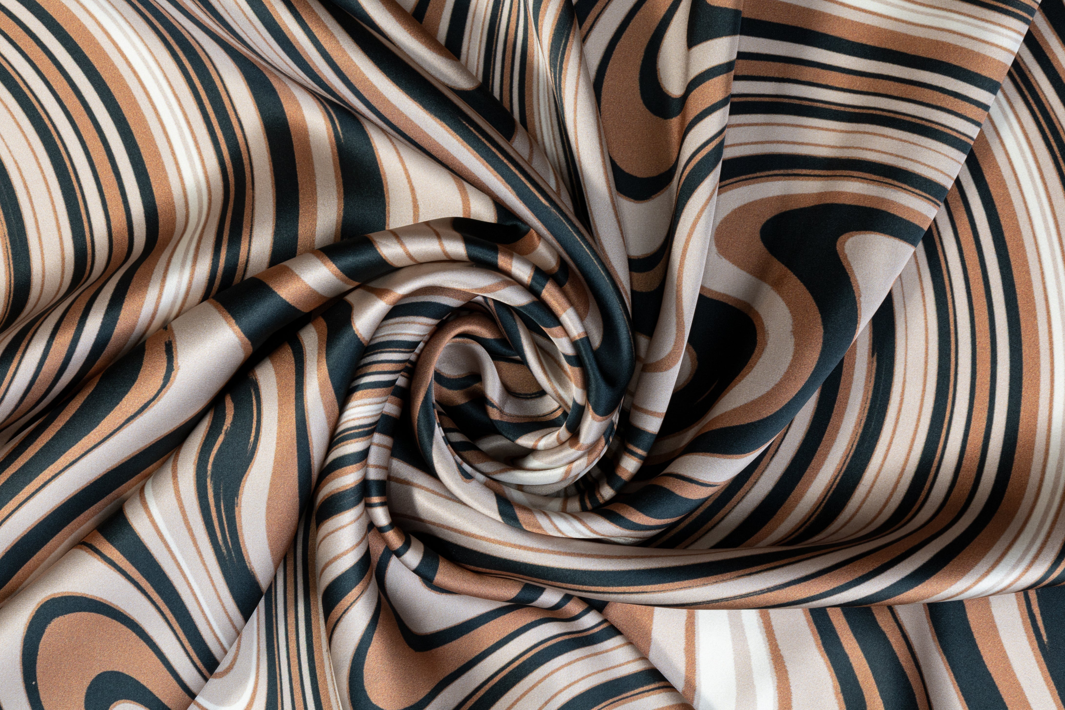 Wavy Italian Silk Charmeuse - Bronze