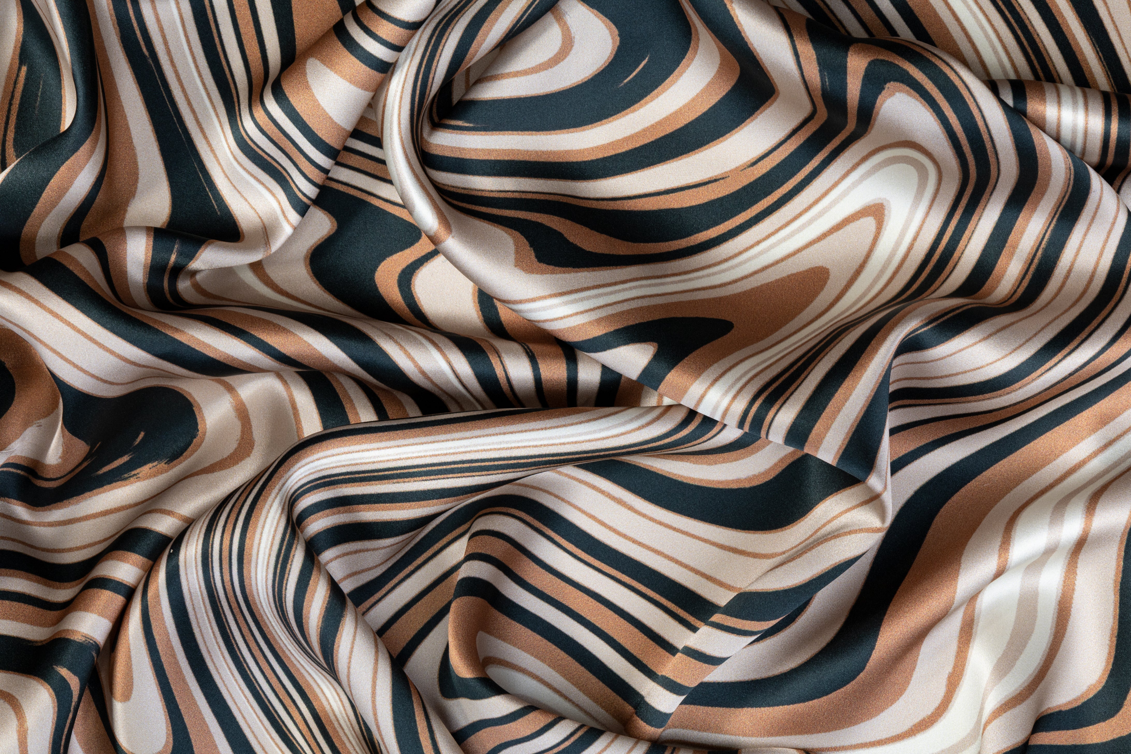 Wavy Italian Silk Charmeuse - Bronze