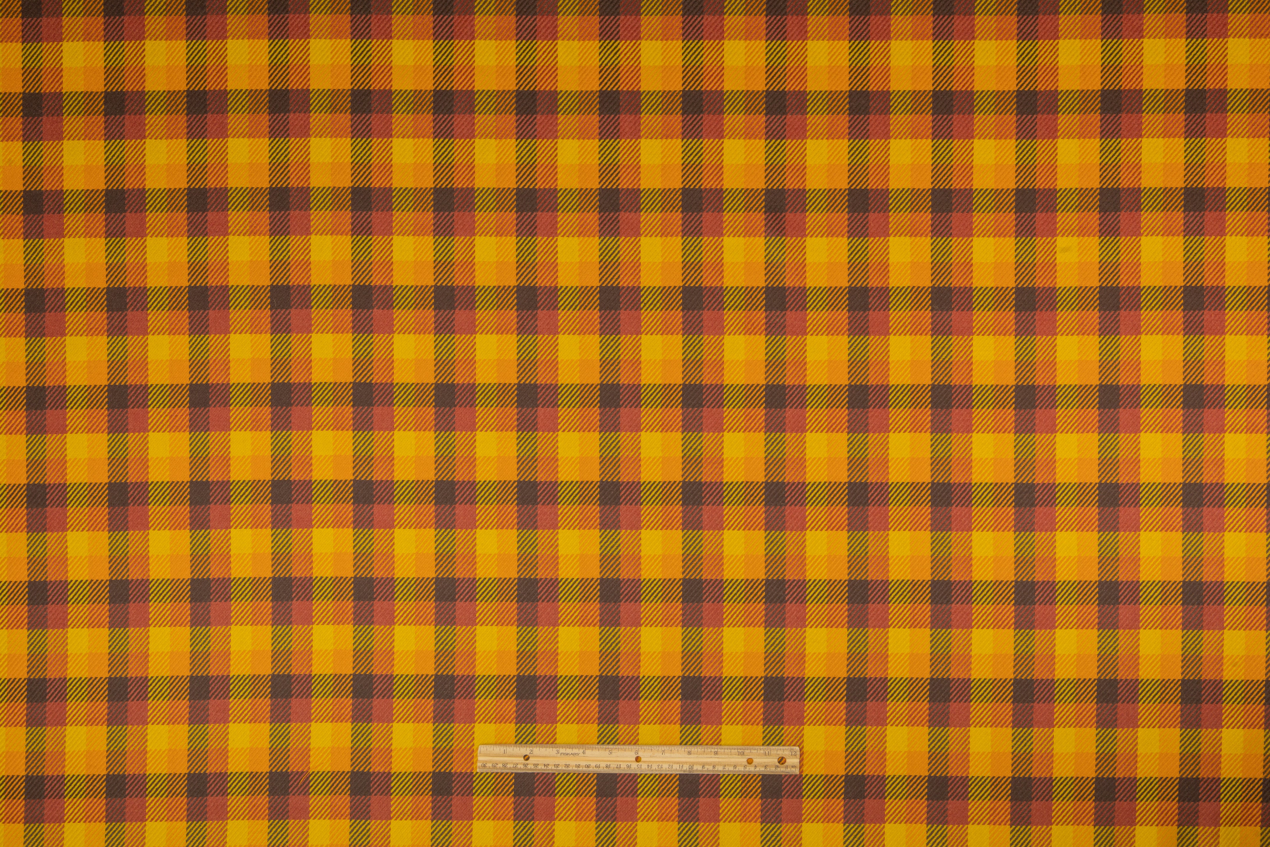 Checked Italian Wool - Gold / Brick