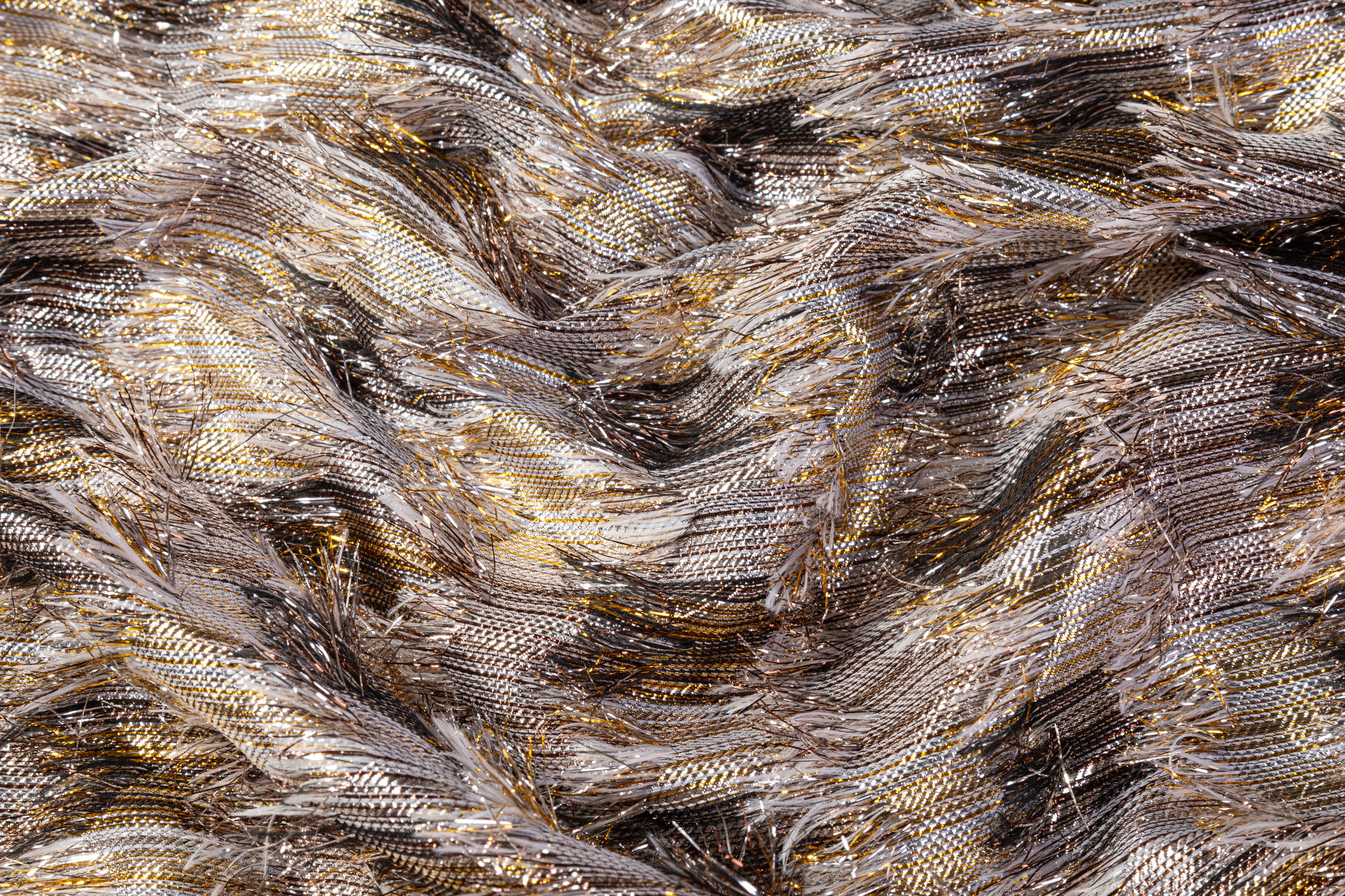Fringed Metallic French Brocade - Gold / Taupe