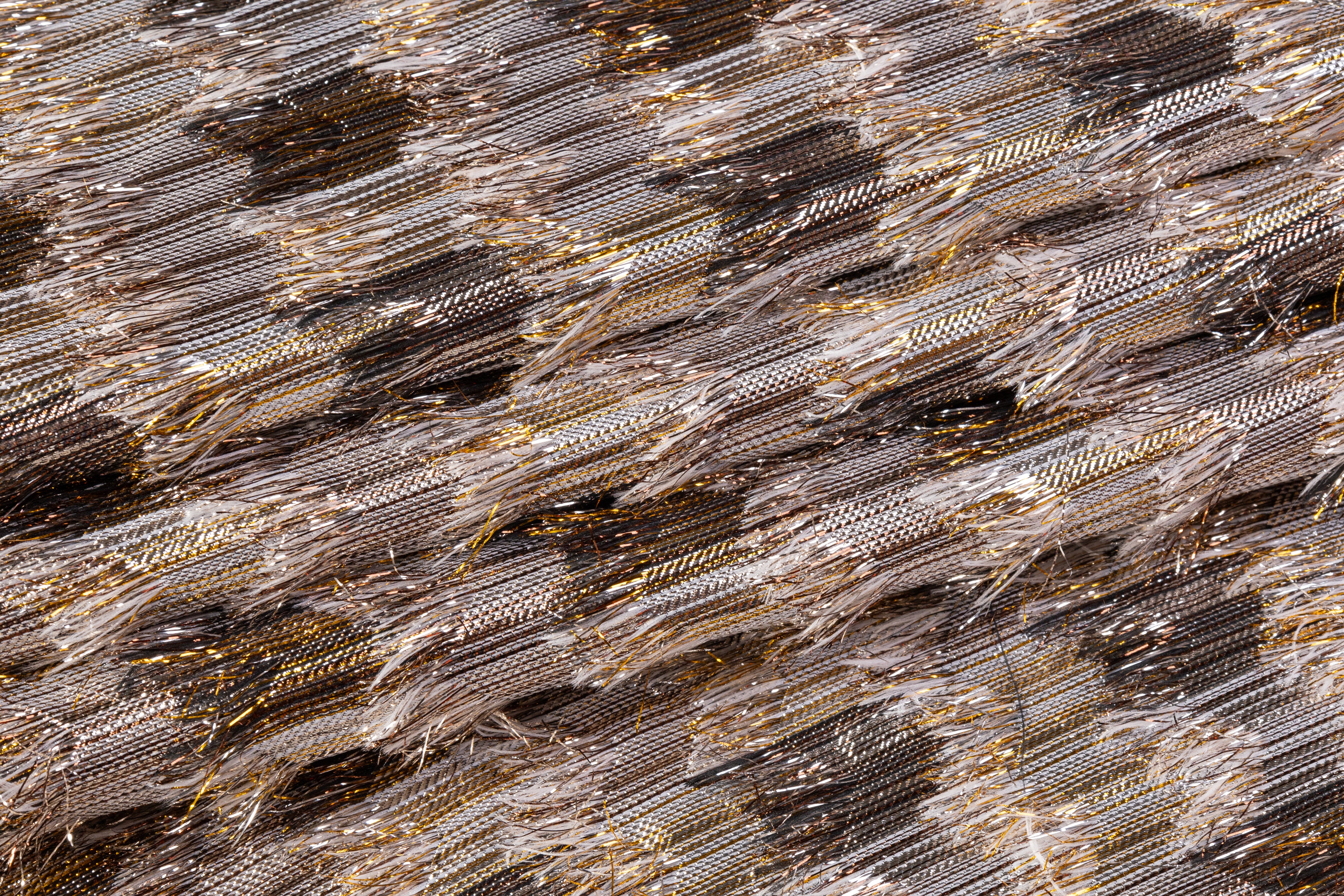 Fringed Metallic French Brocade - Gold / Taupe