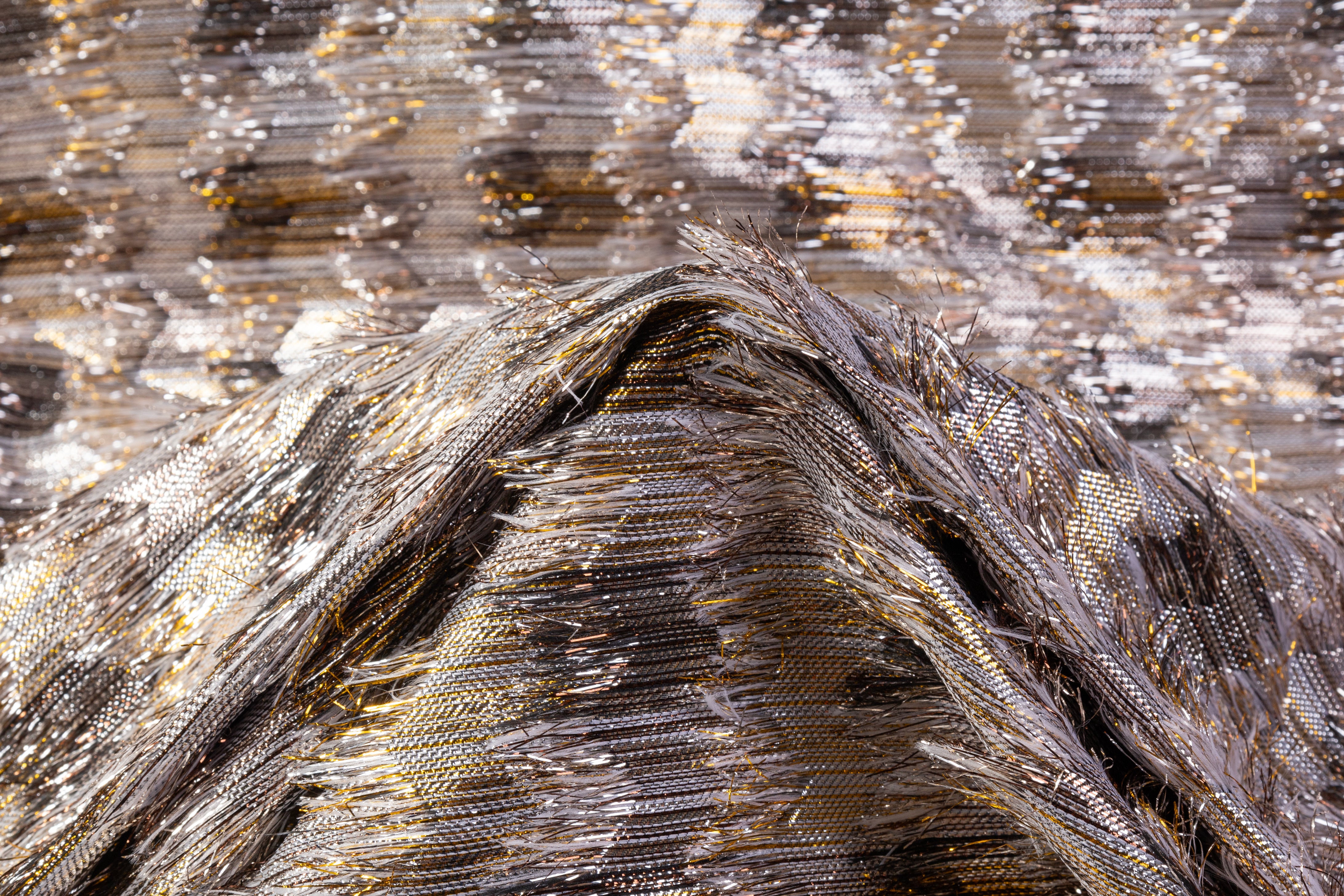 Fringed Metallic French Brocade - Gold / Taupe