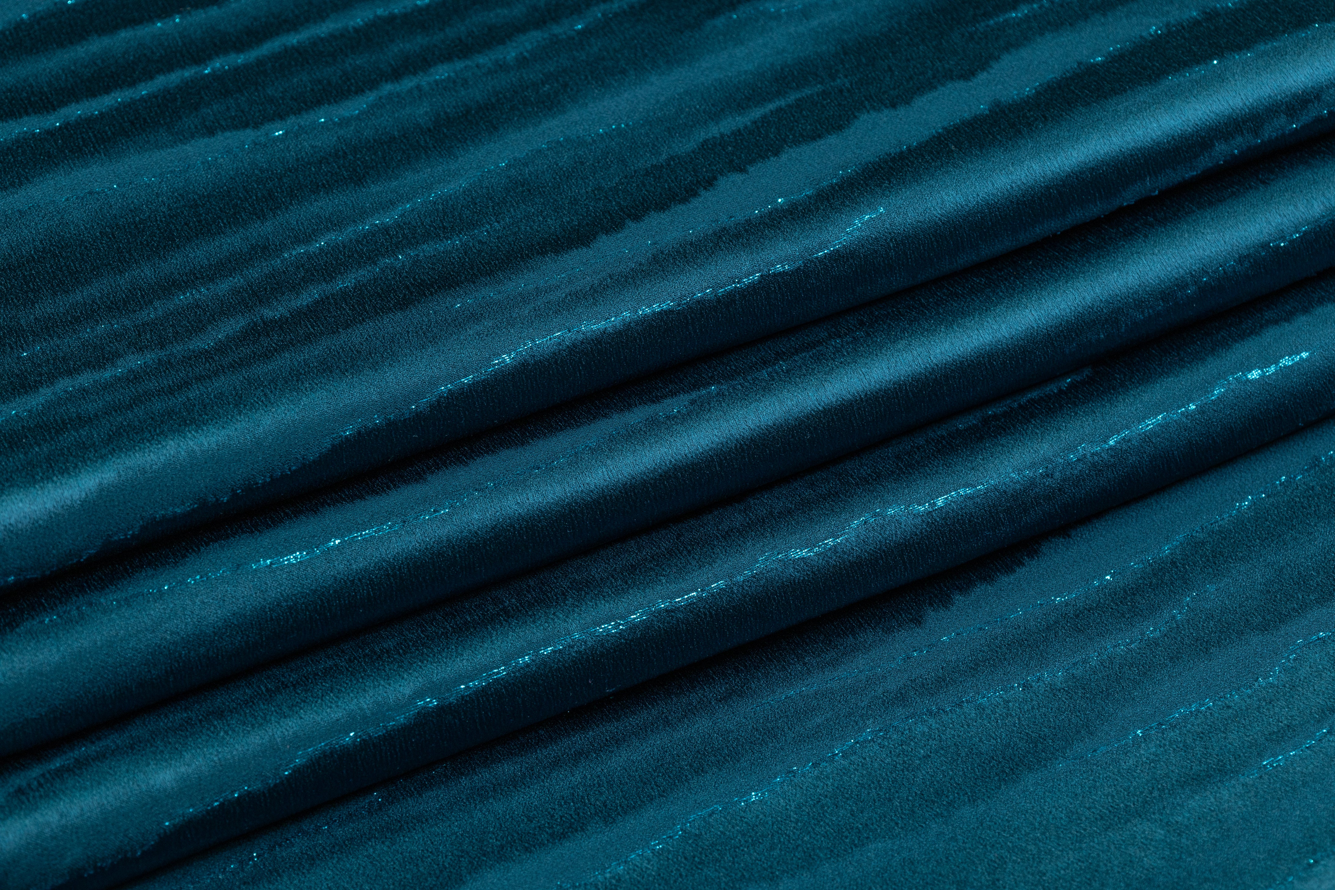 Metallic Italian Silk Jacquard - Teal Blue