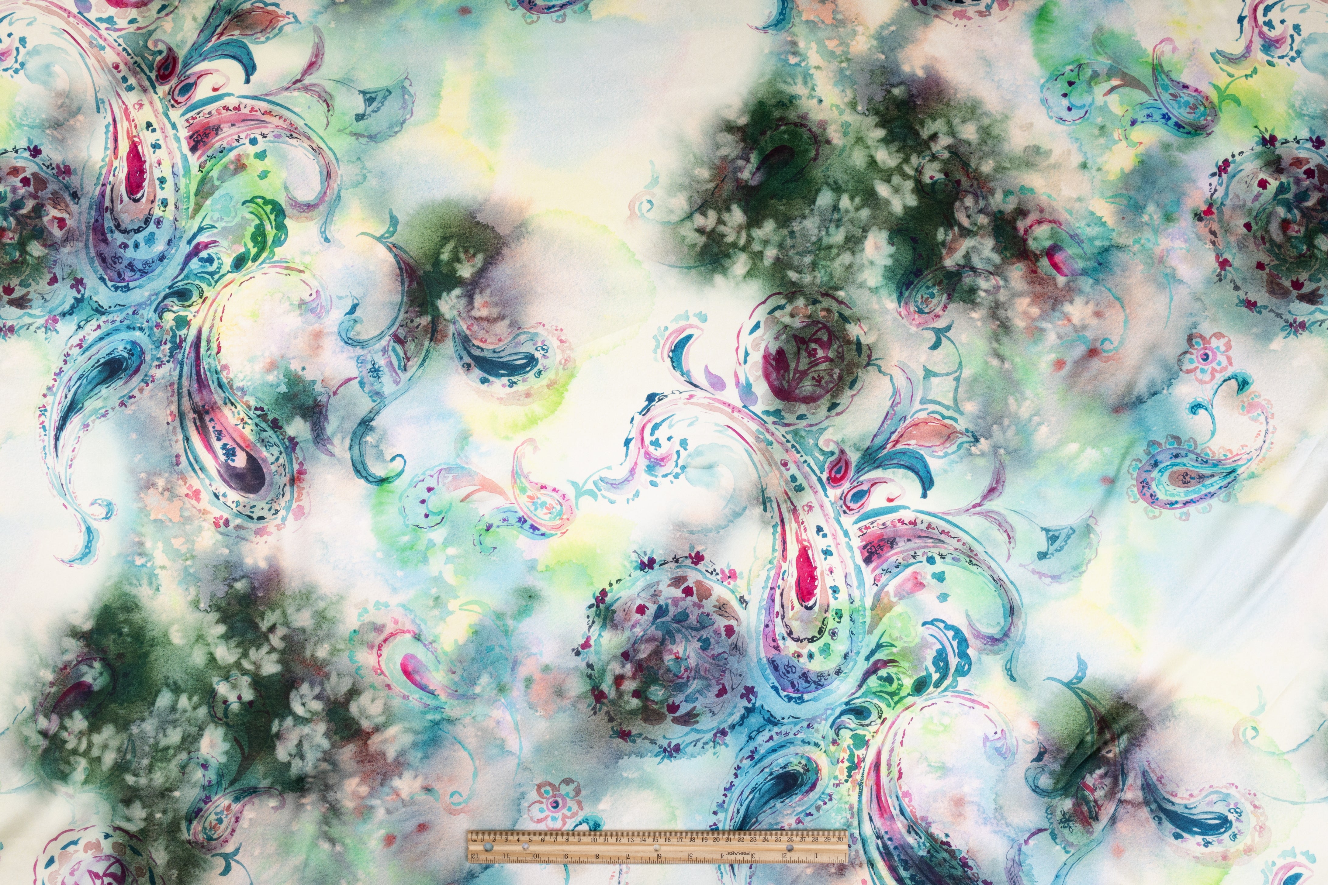 Tie-Dye Paisley Italian Silk Charmeuse - Multicolor