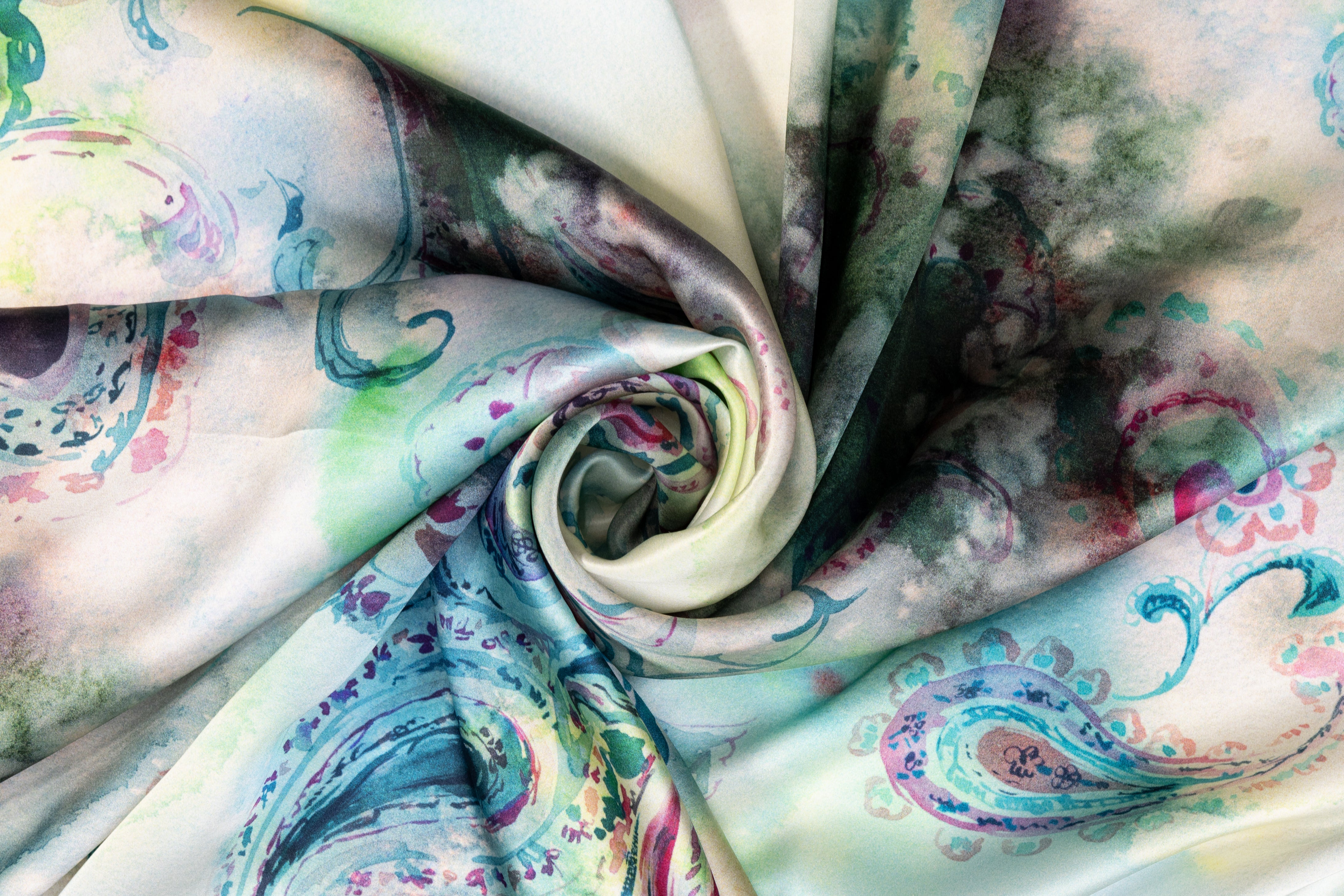 Tie-Dye Paisley Italian Silk Charmeuse - Multicolor