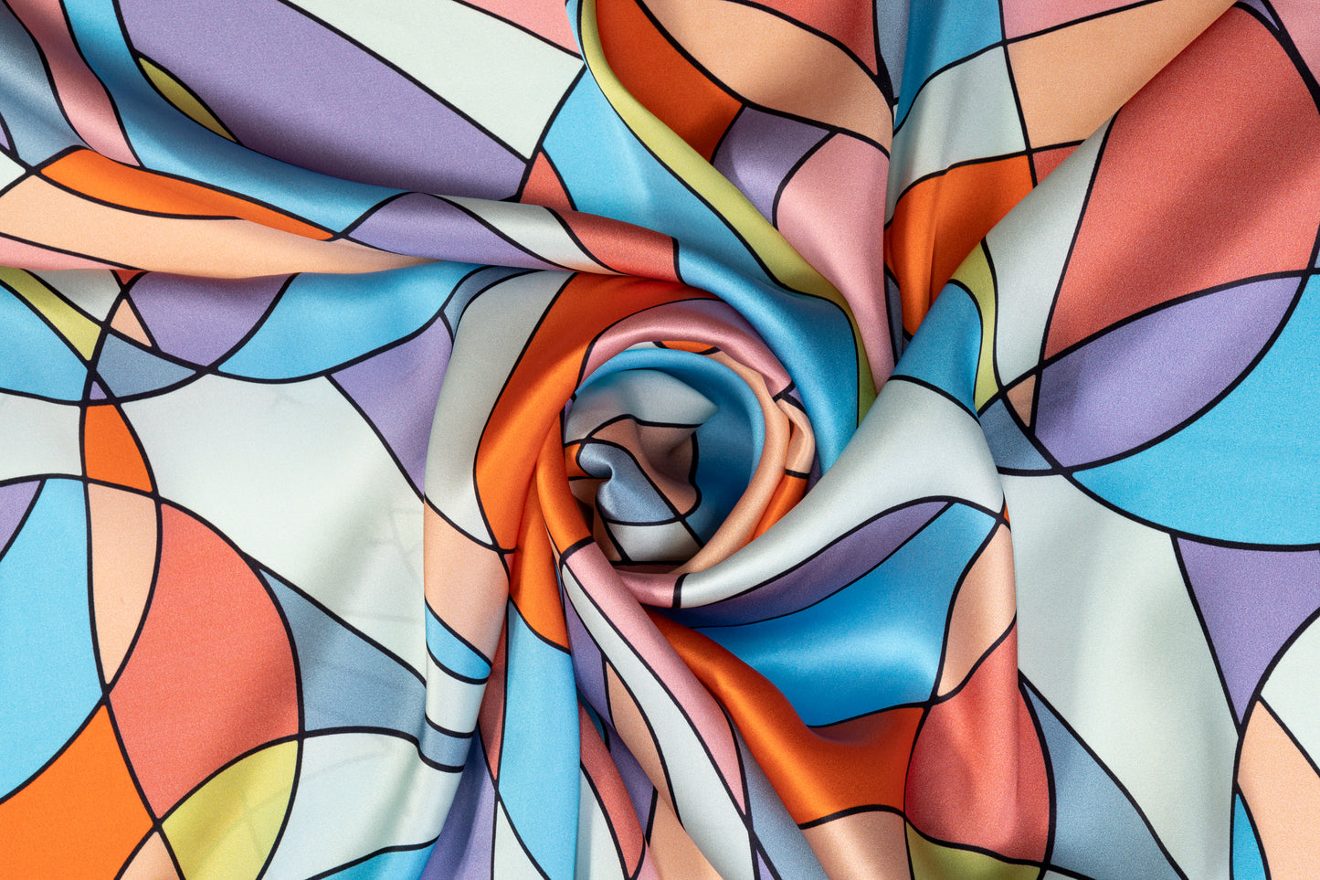 Geometric Italian Silk Charmeuse - Multicolor