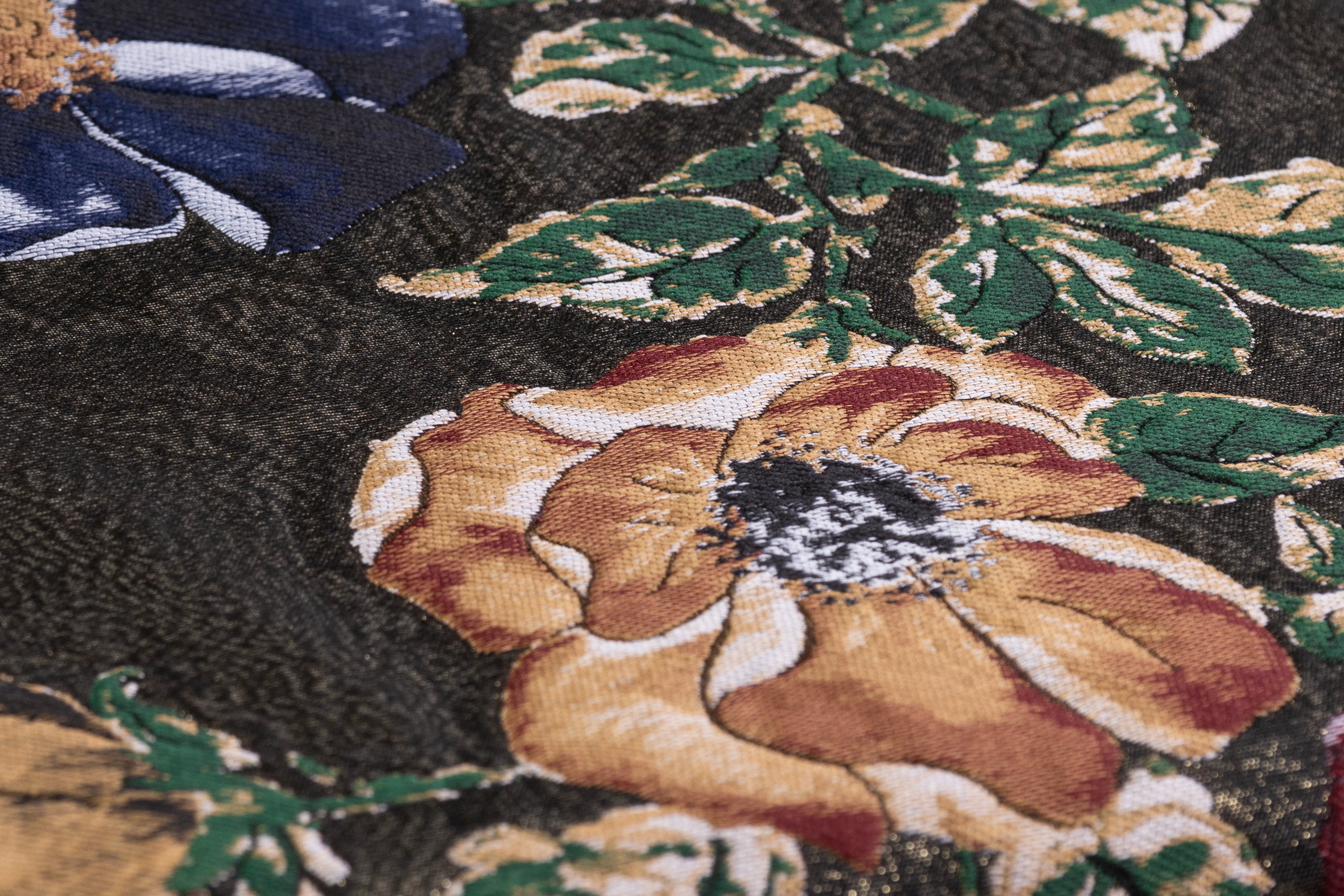 Metallic Italian Silk Blend Double Organza Brocade - Antique Gold / Multicolor