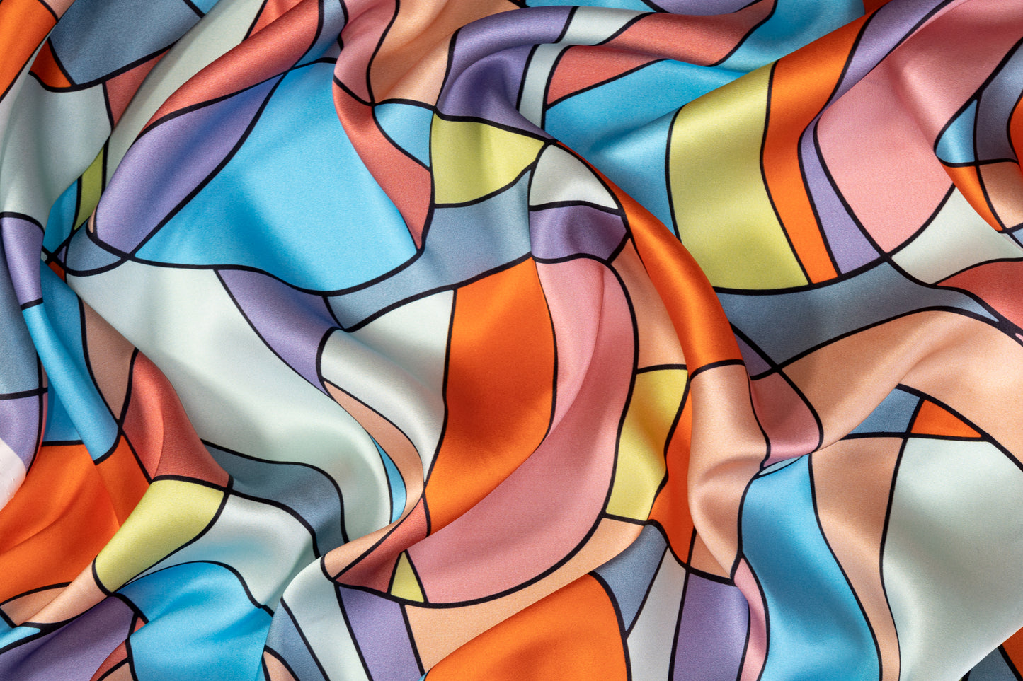 Geometric Italian Silk Charmeuse - Multicolor