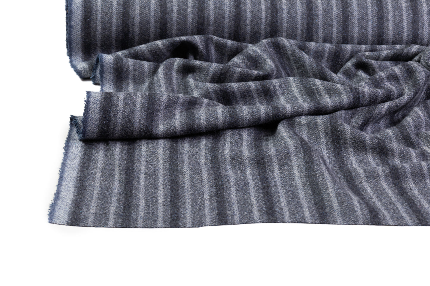 Striped Italian Wool Coating - Blue Gray