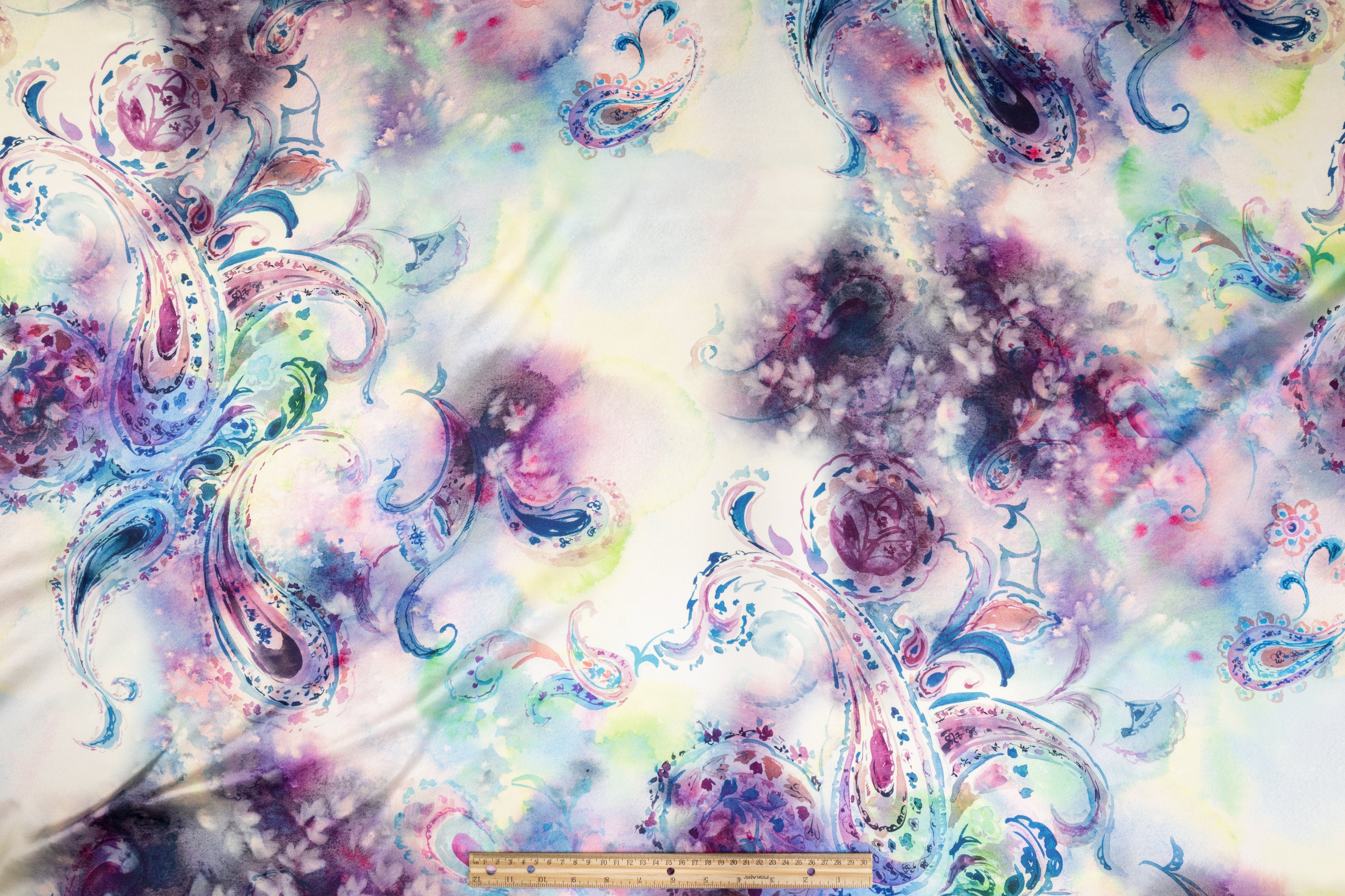 Tie-Dye Paisley Italian Silk Charmeuse - Multicolor