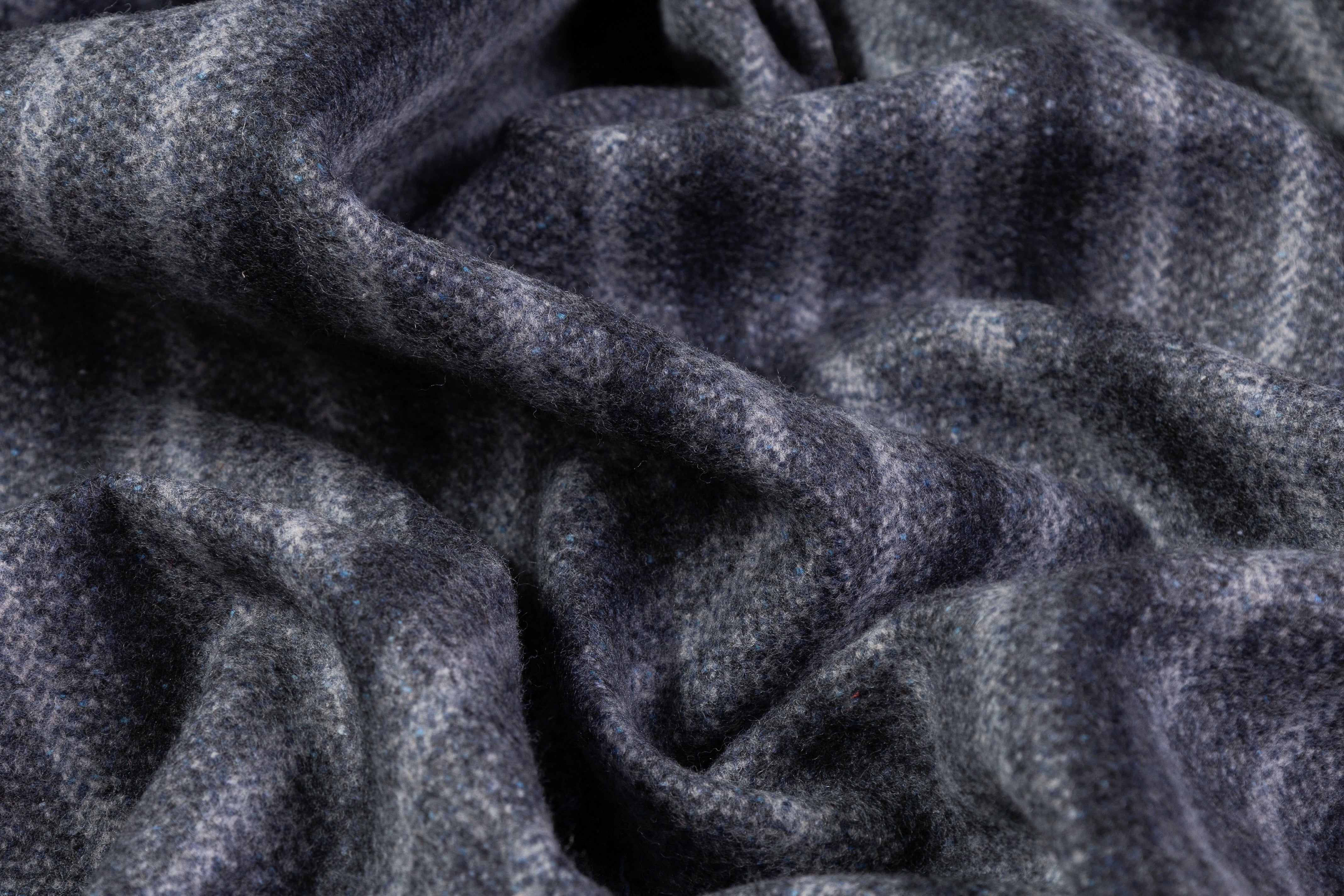 Striped Italian Wool Coating - Blue Gray