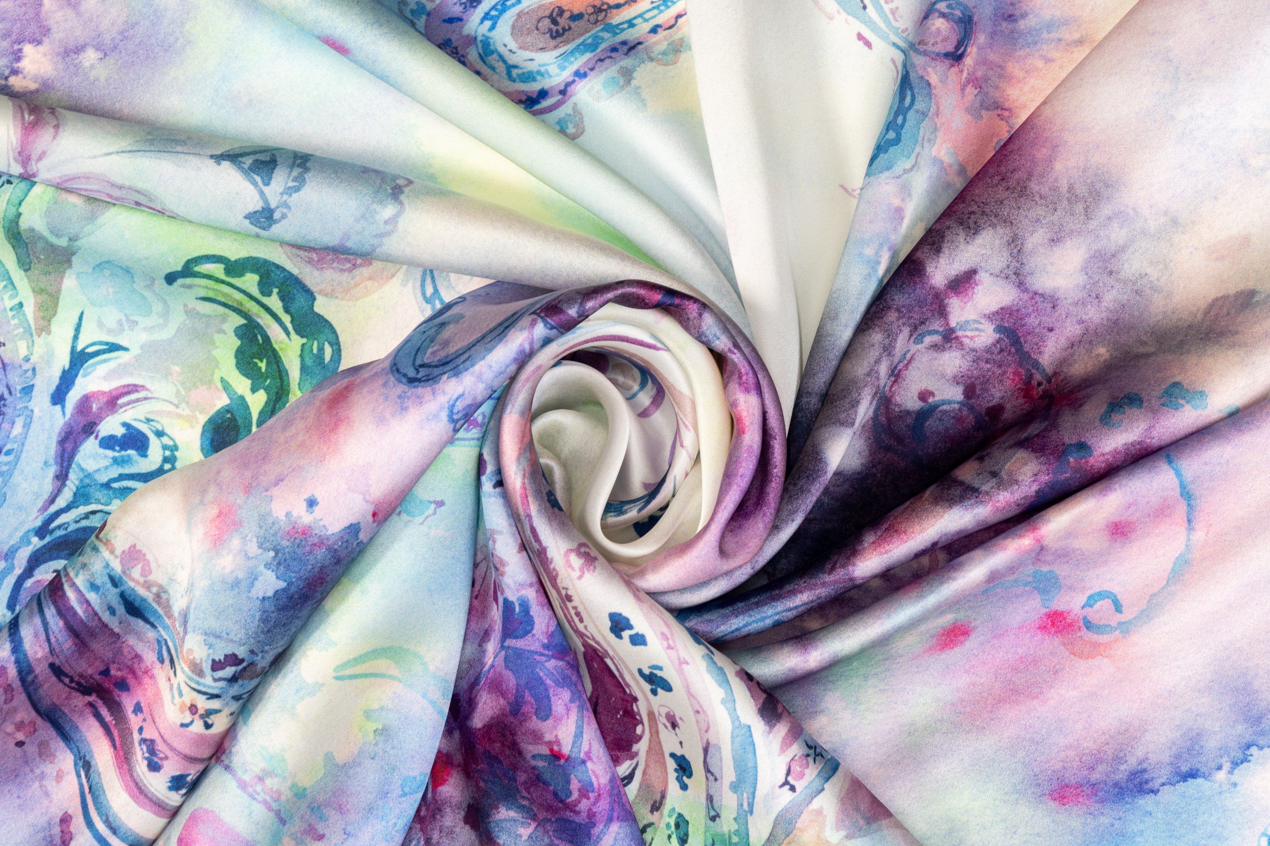 Tie-Dye Paisley Italian Silk Charmeuse - Multicolor