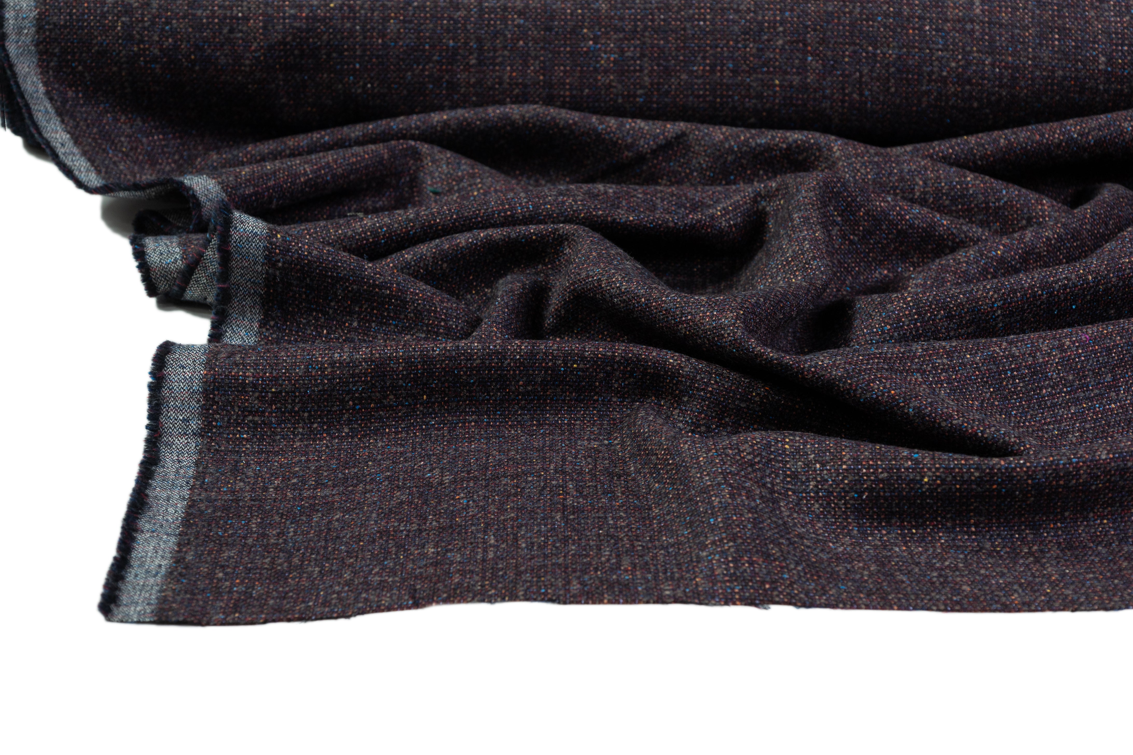 Italian Wool Speckle Tweed - Burgundy