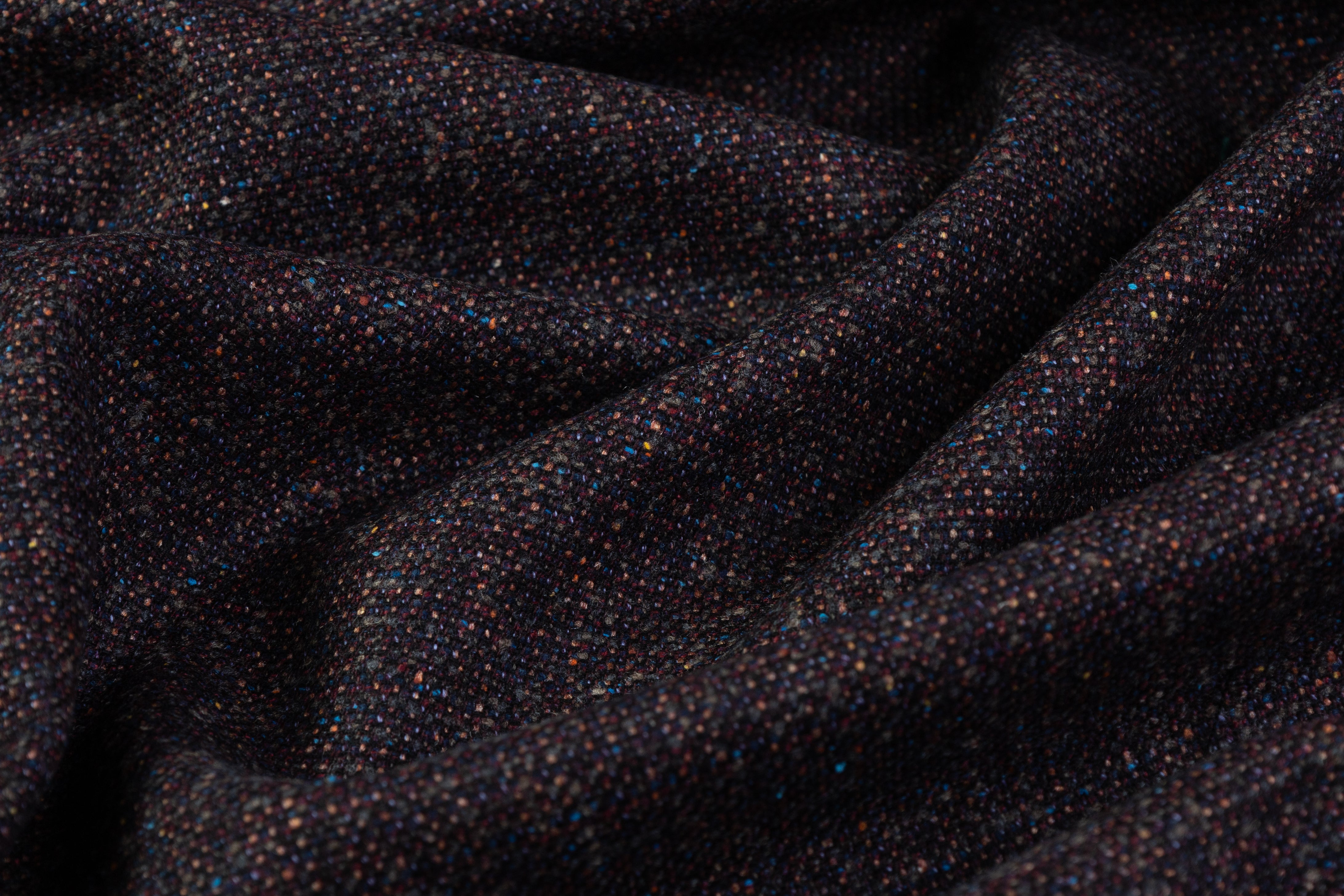 Italian Wool Speckle Tweed - Burgundy