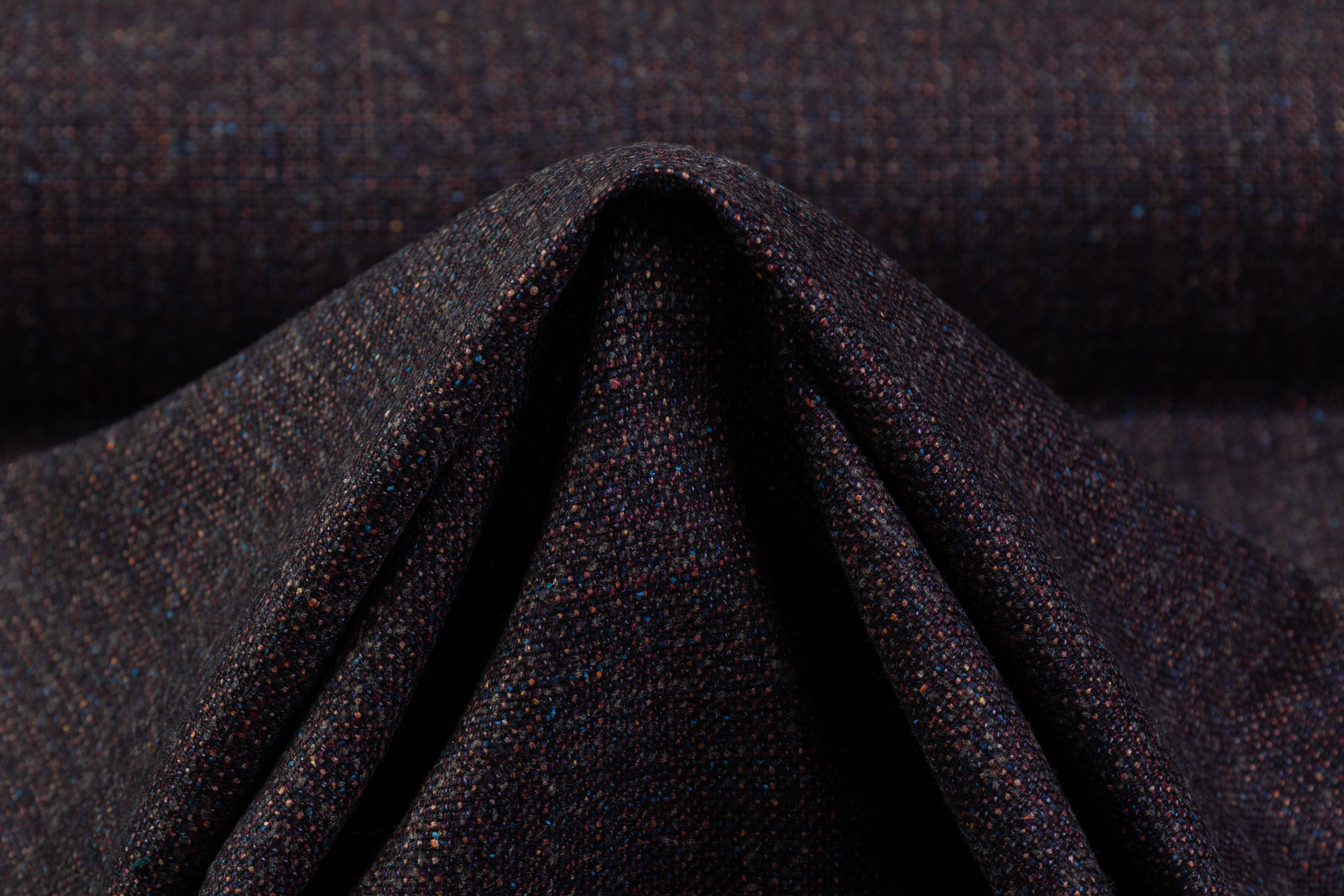 Italian Wool Speckle Tweed - Burgundy
