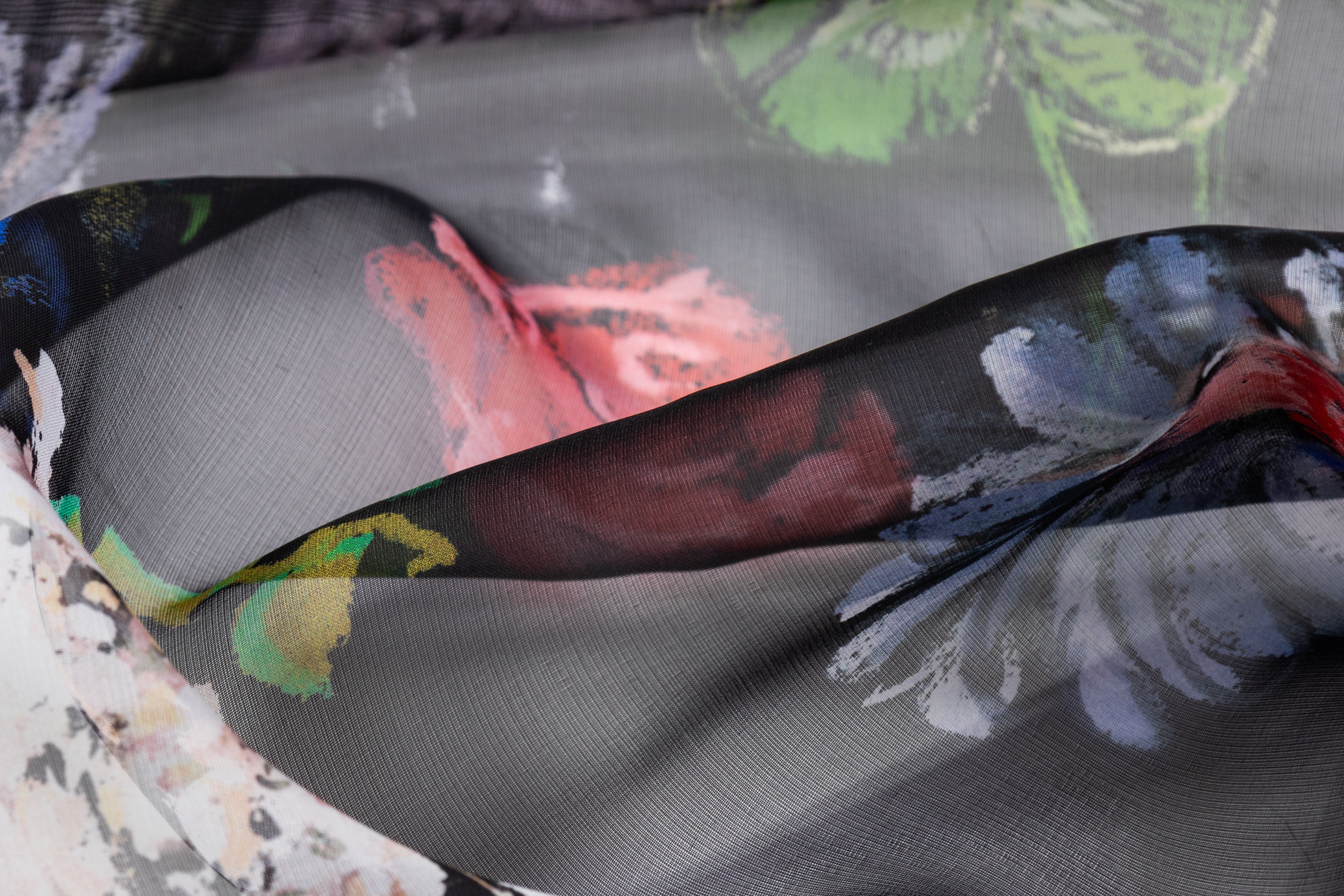 Floral Silk Organza - Black / Multicolor