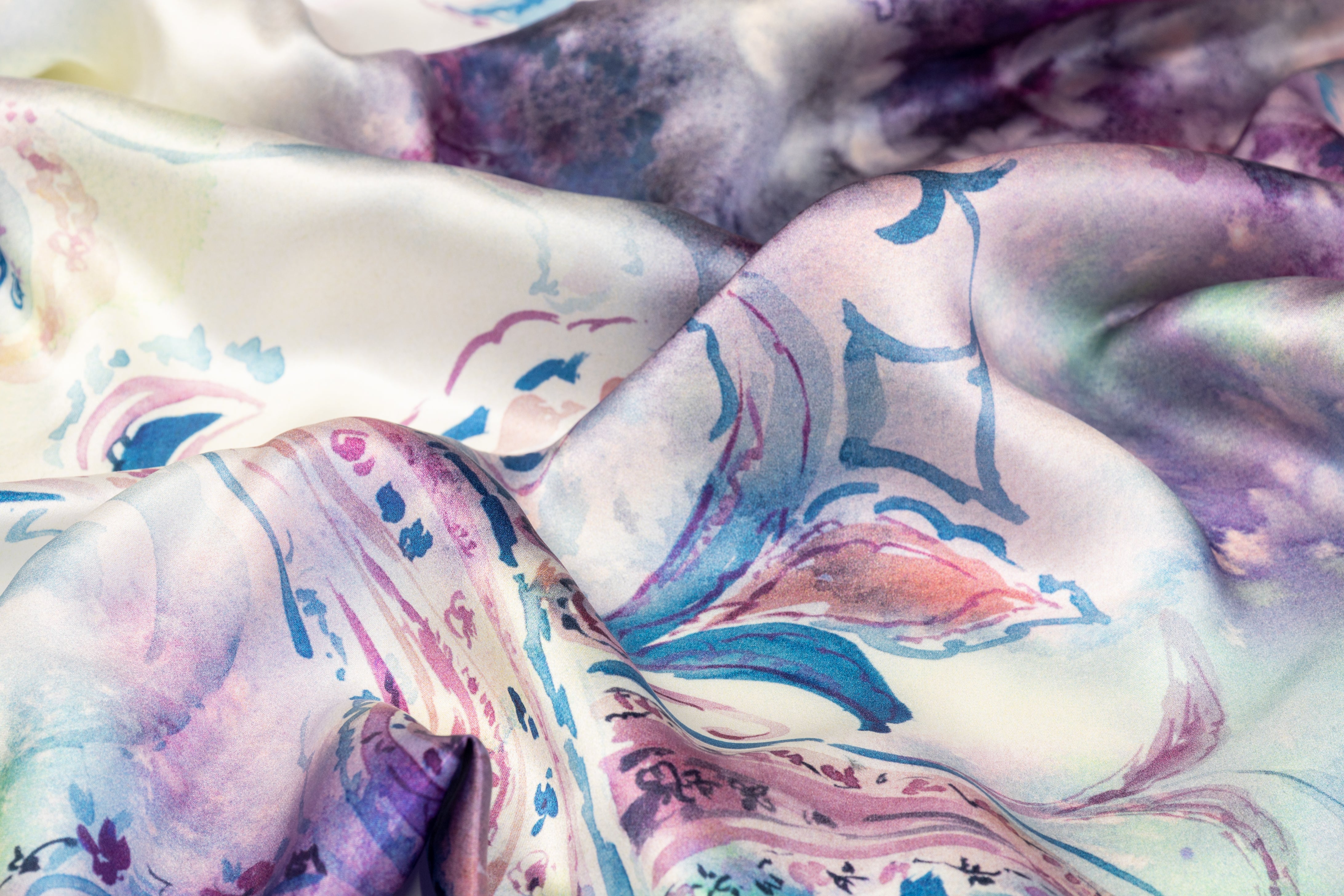 Tie-Dye Paisley Italian Silk Charmeuse - Multicolor
