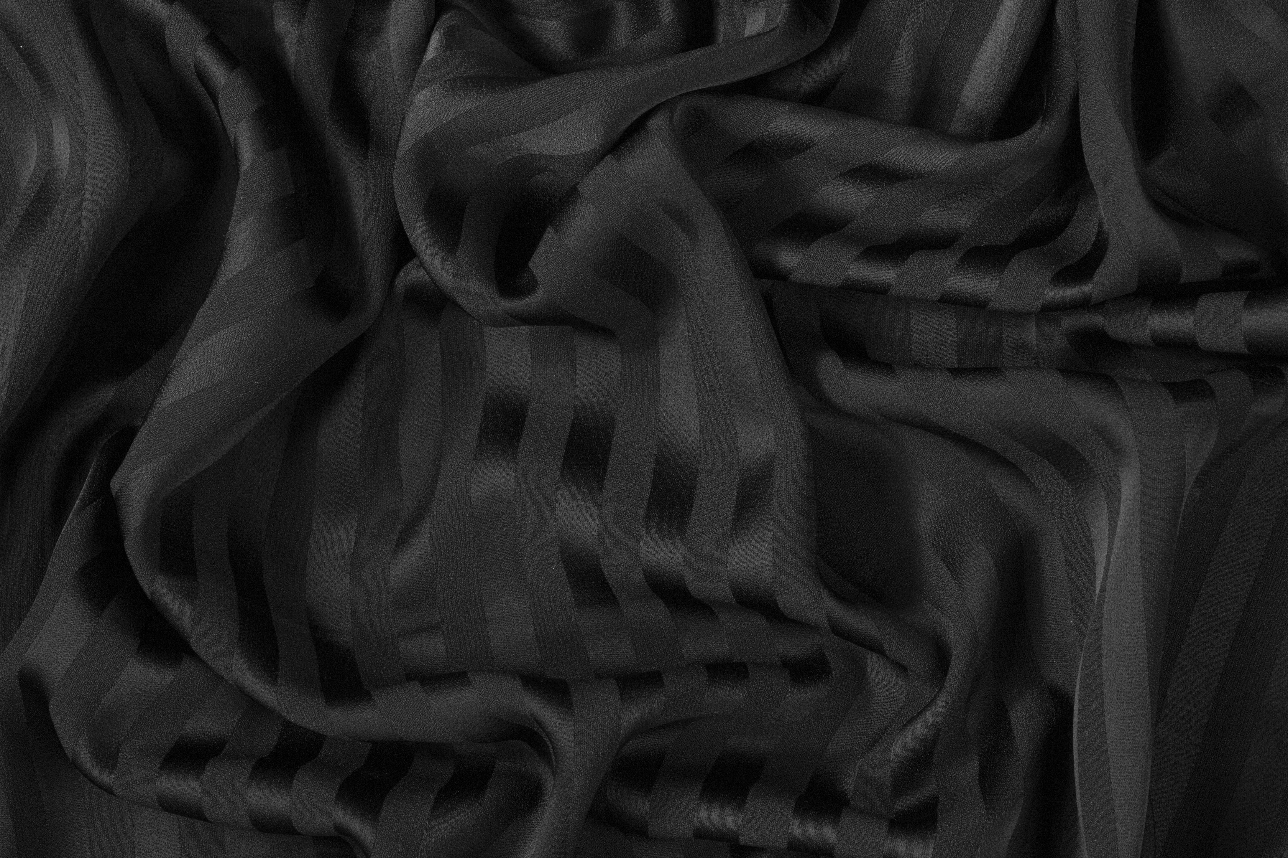 Striped Viscose Acetate Italian Jacquard - Black / Dark Navy