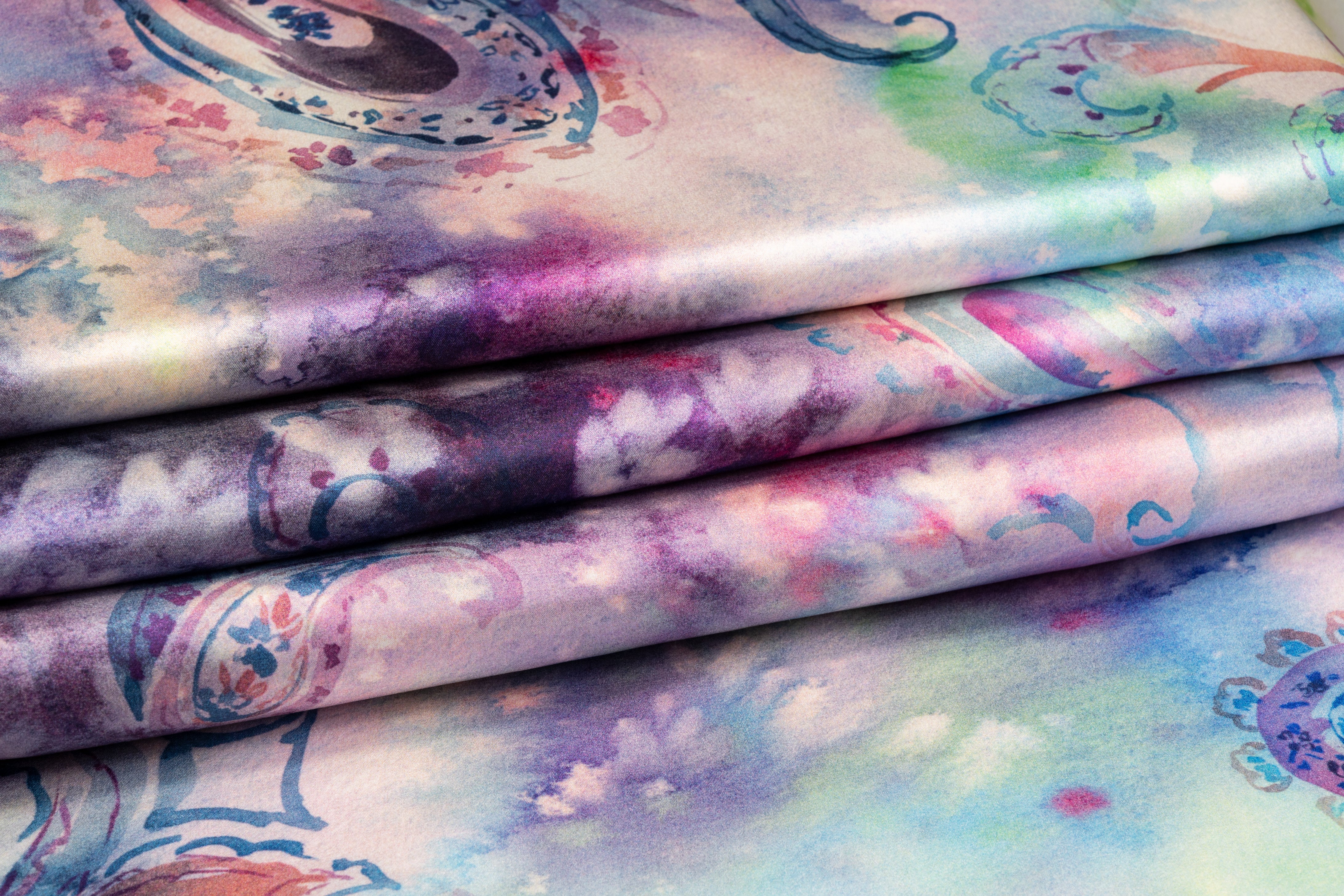 Tie-Dye Paisley Italian Silk Charmeuse - Multicolor