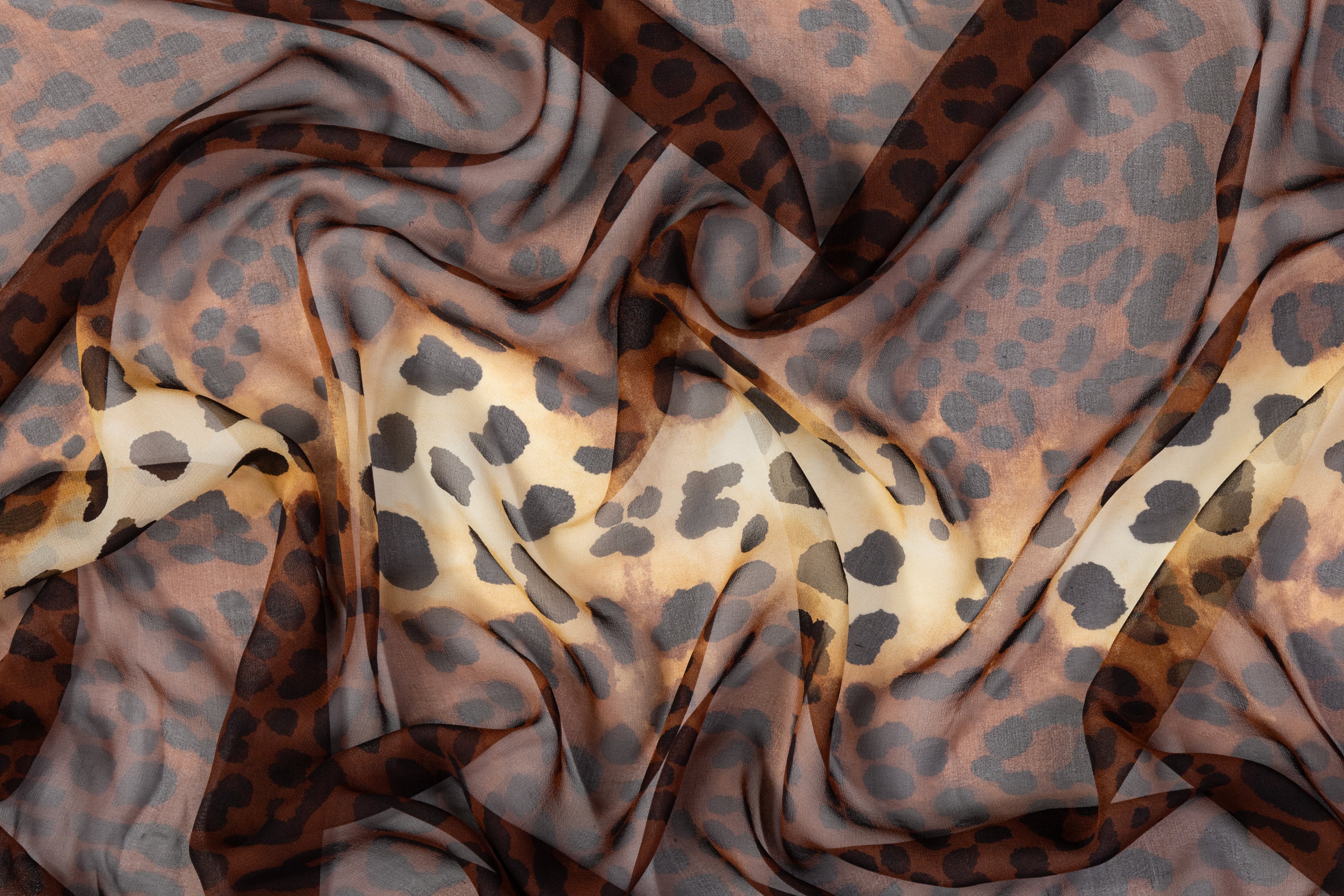 Cheetah Print Silk Chiffon - Brown
