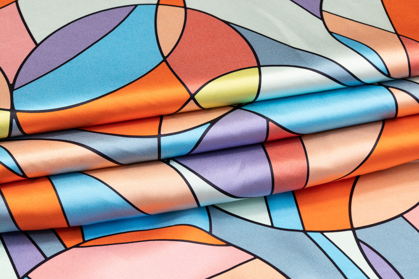 Geometric Italian Silk Charmeuse - Multicolor