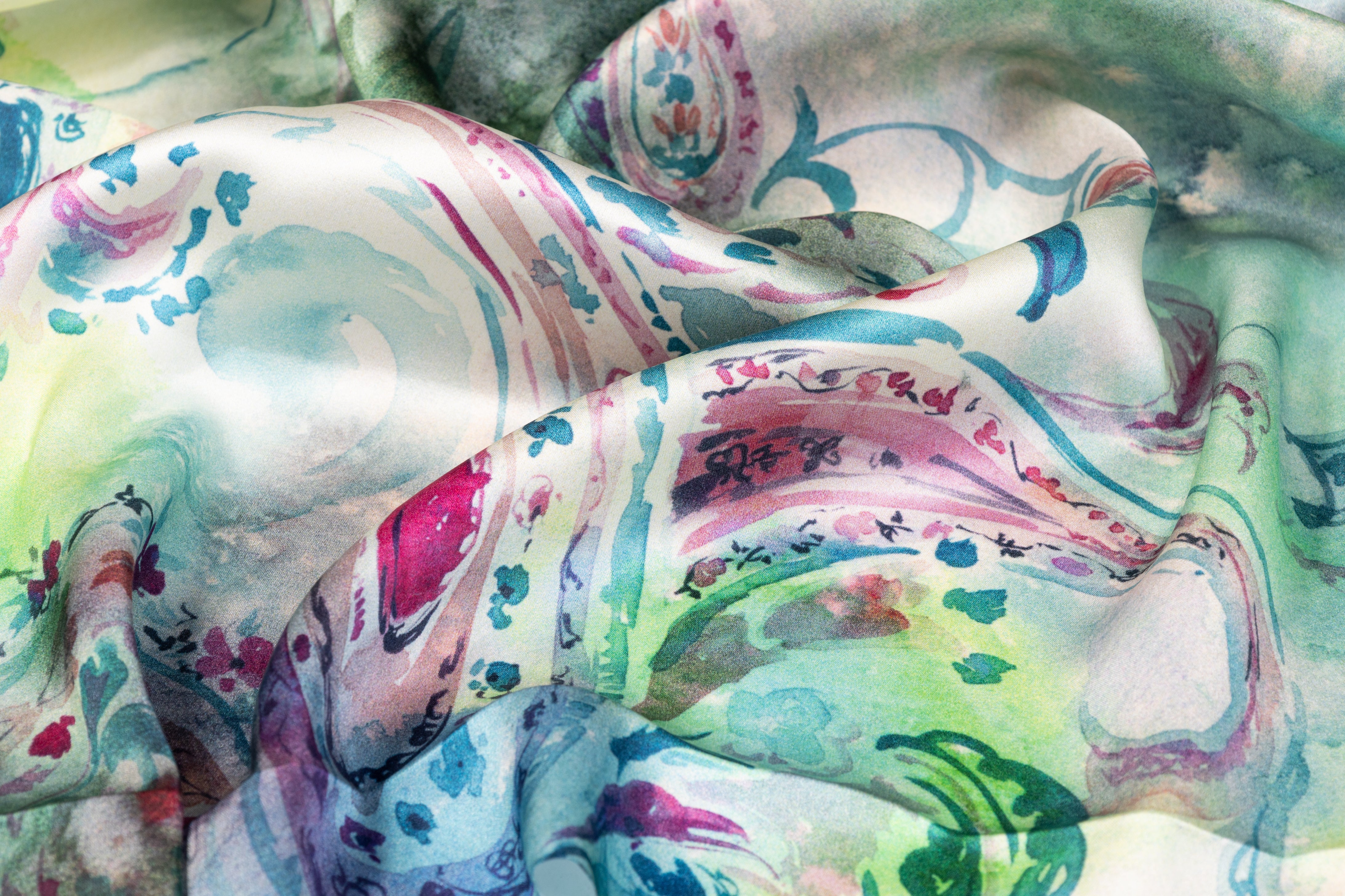 Tie-Dye Paisley Italian Silk Charmeuse - Multicolor