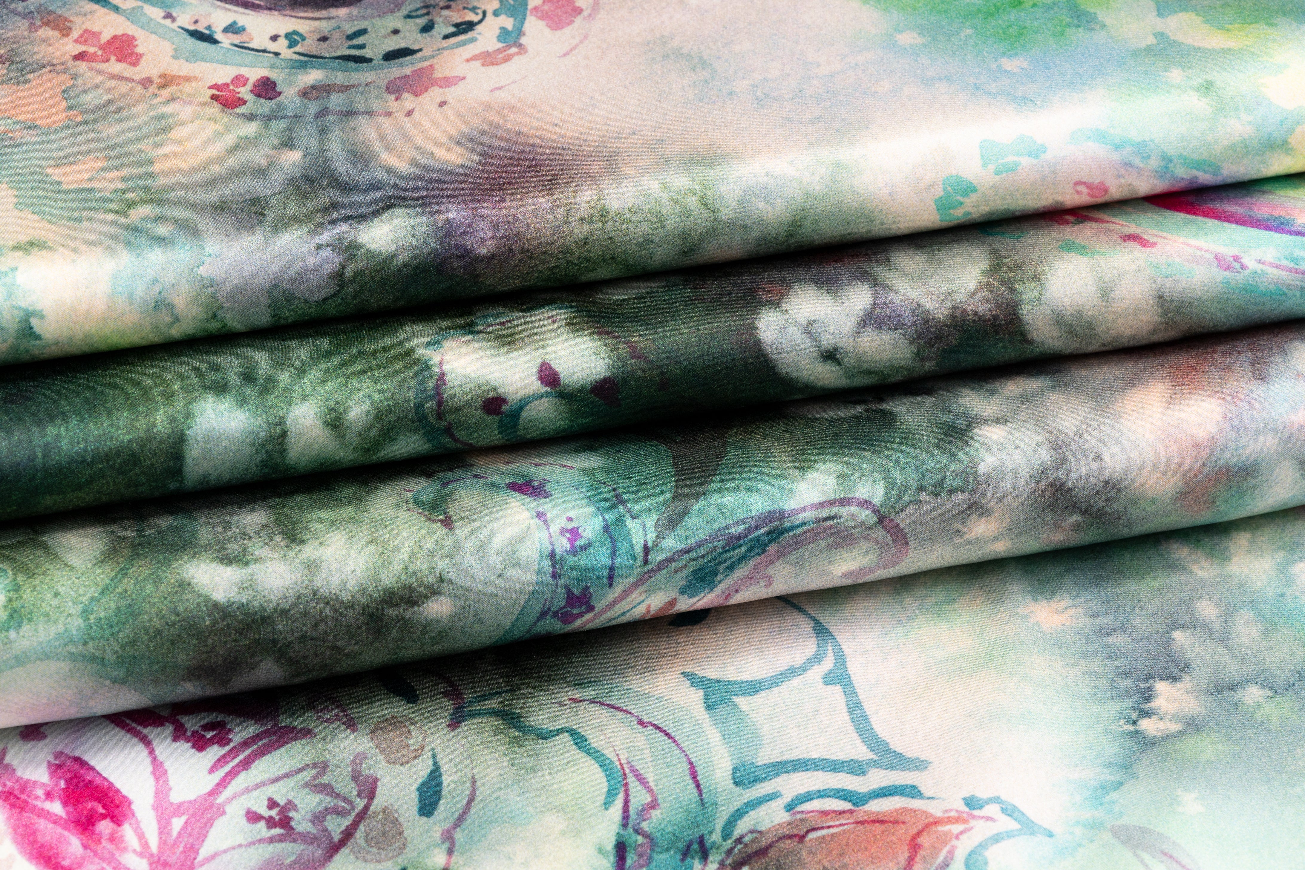 Tie-Dye Paisley Italian Silk Charmeuse - Multicolor