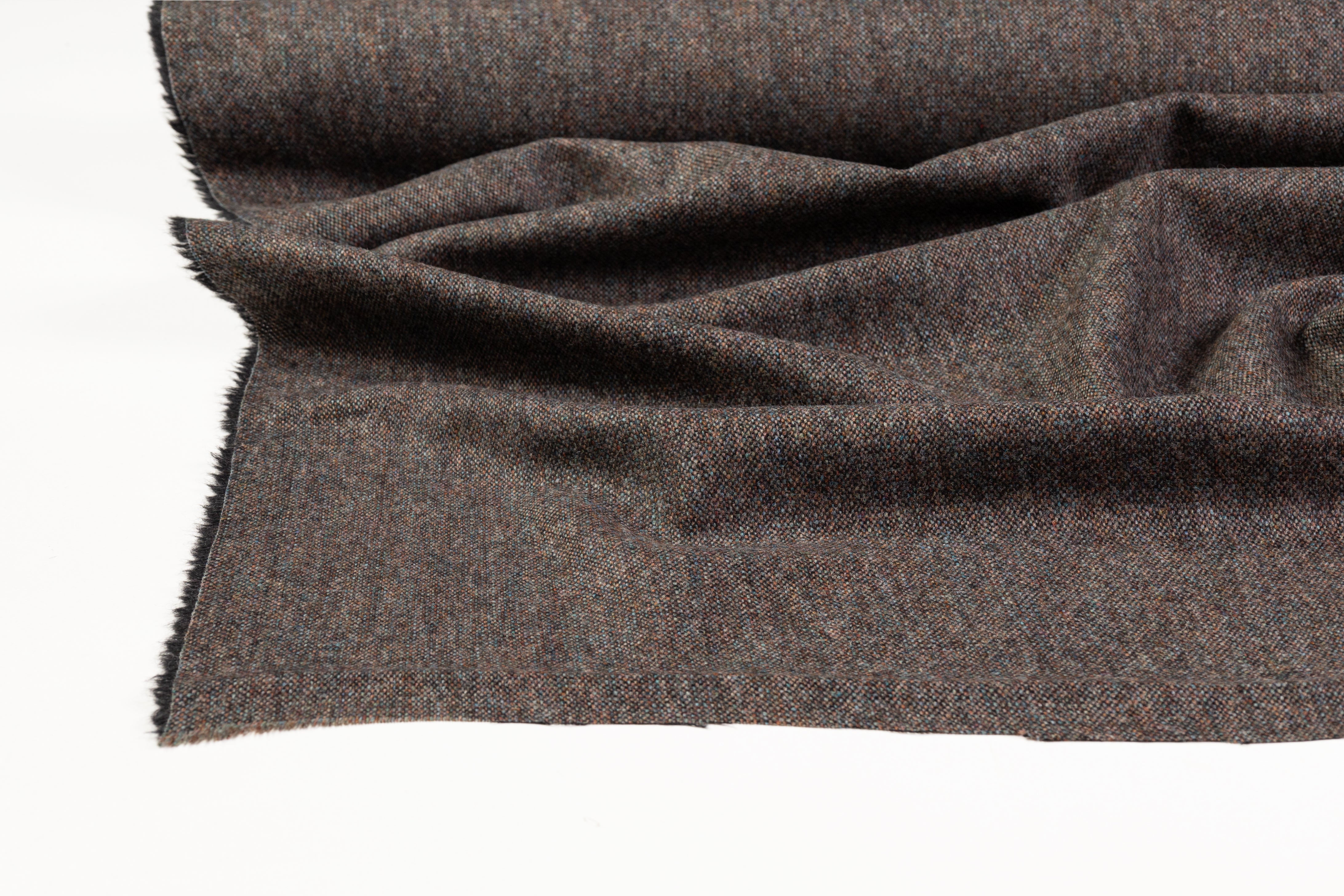 Italian Wool Tweed - Brown / Blue