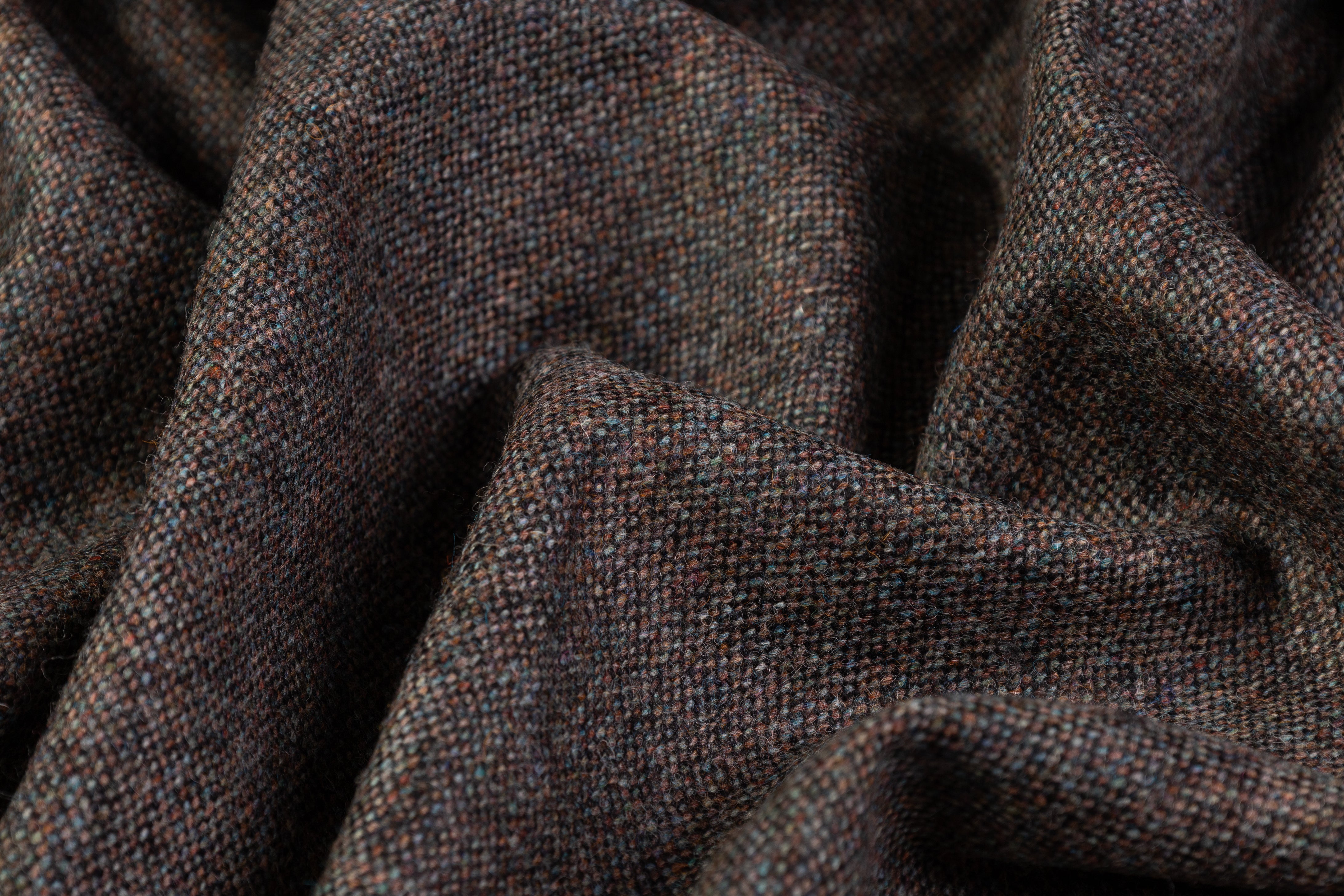 Italian Wool Tweed - Brown / Blue