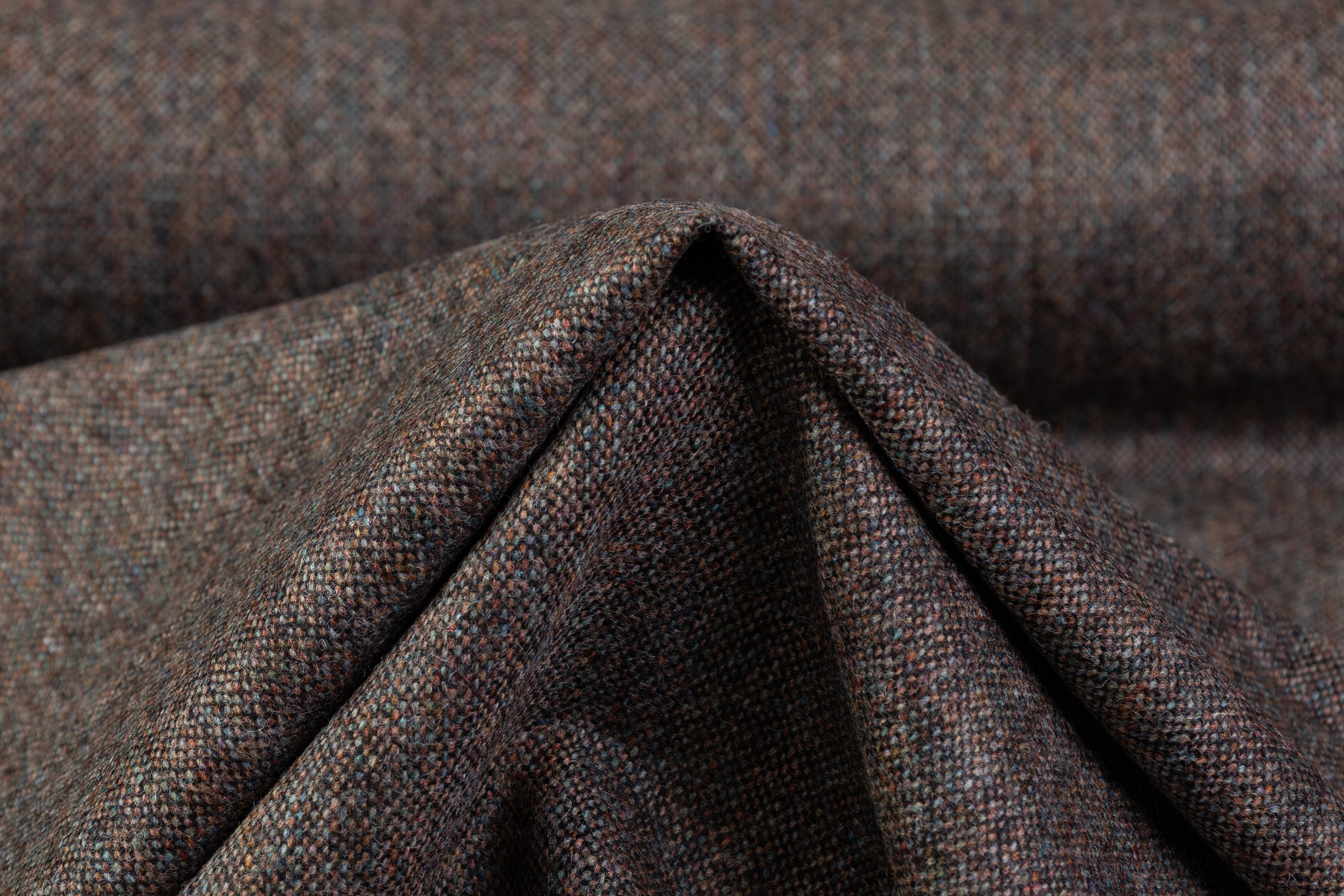 Italian Wool Tweed - Brown / Blue