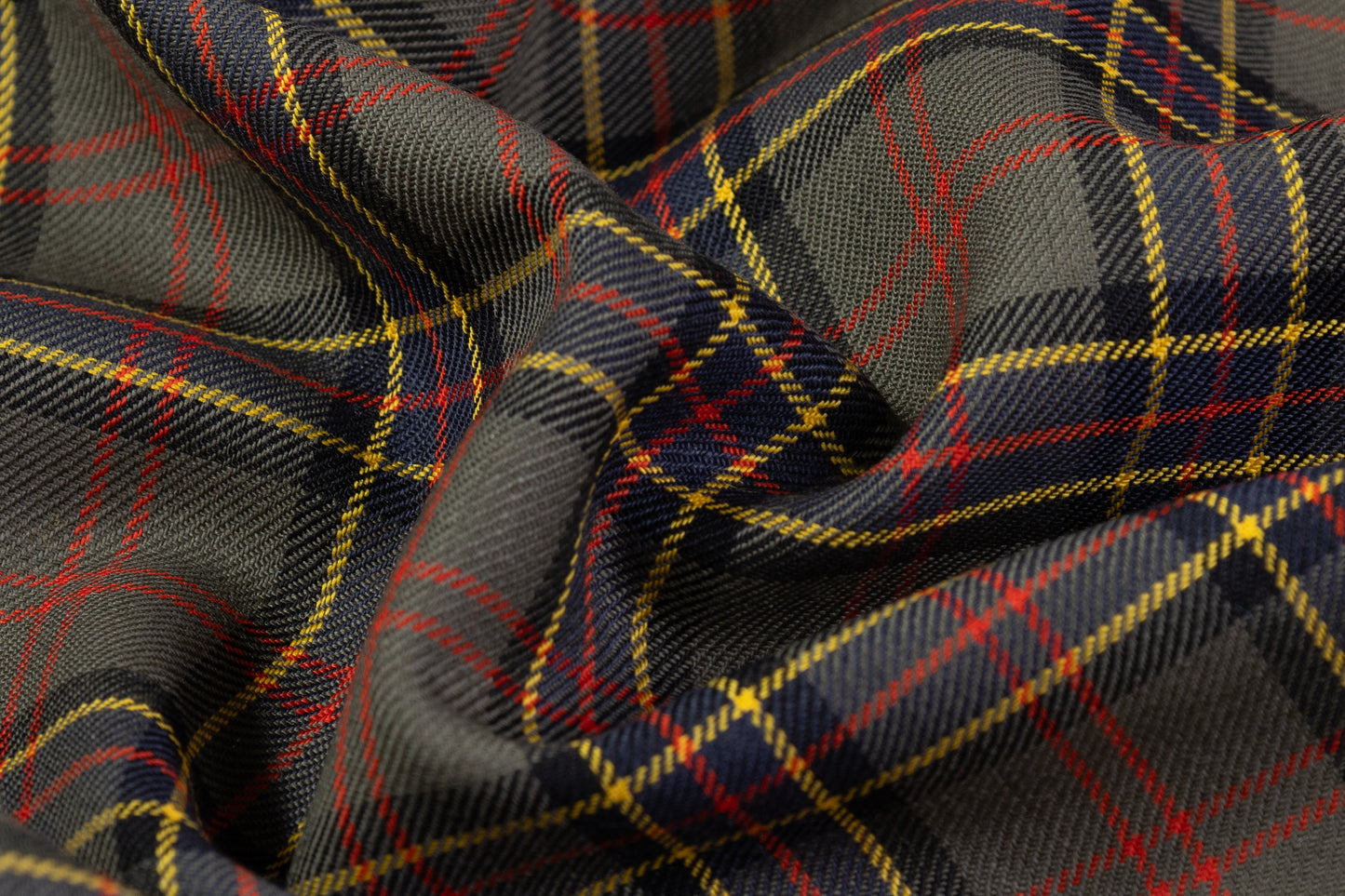 Checked Italian Wool Suiting - Green / Navy / Yellow / Red