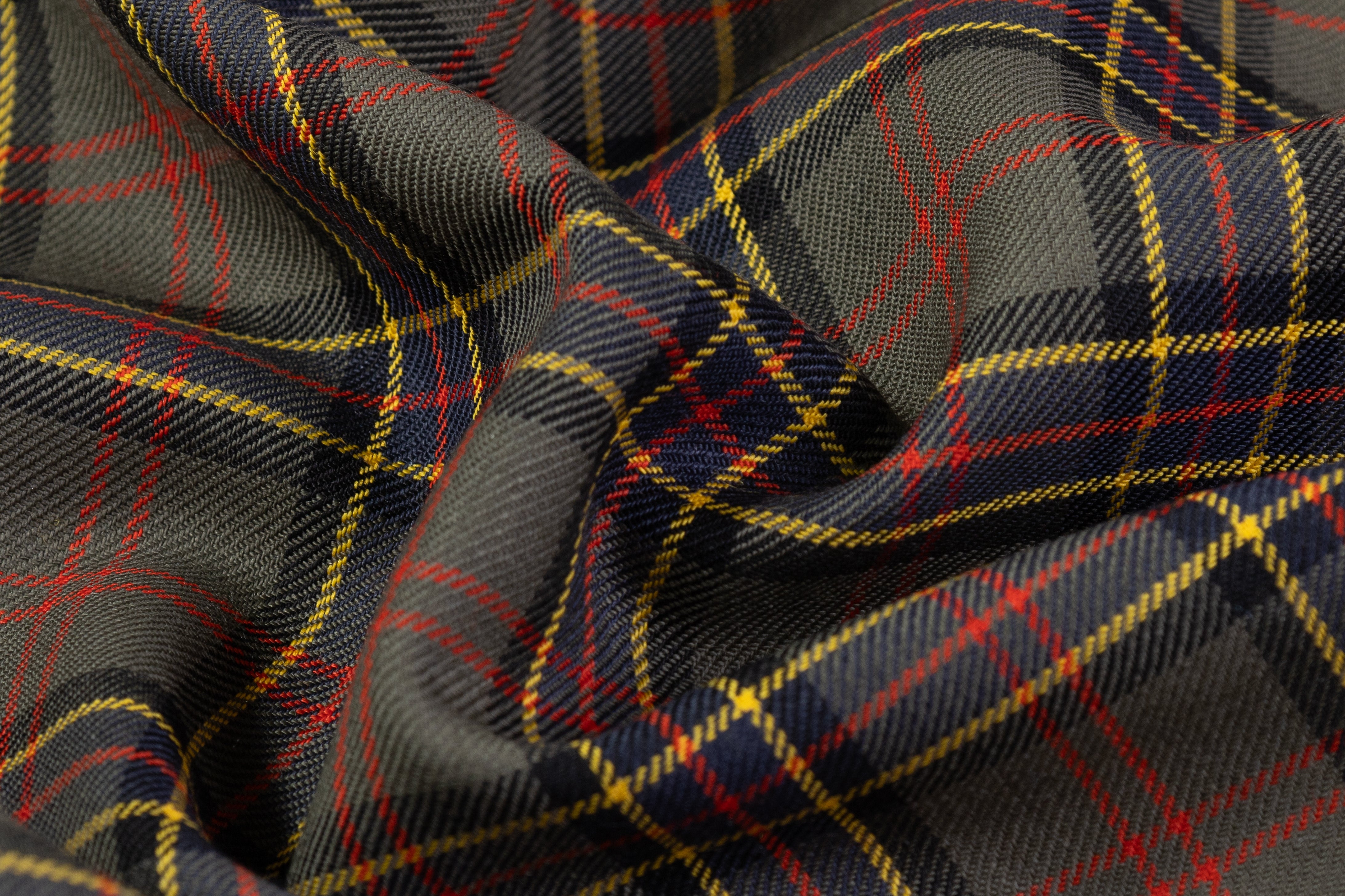 Checked Italian Wool Suiting - Green / Navy / Yellow / Red