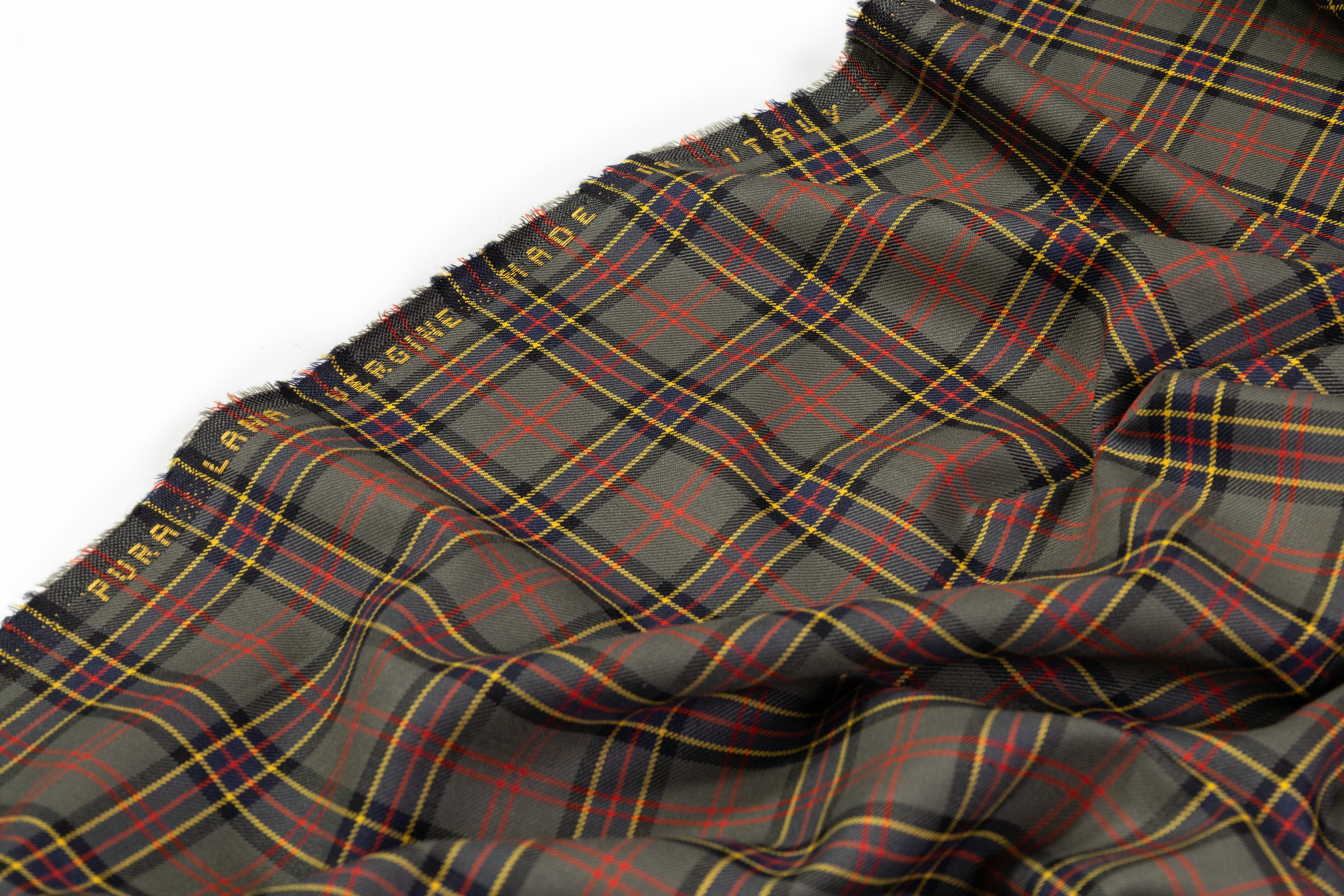 Checked Italian Wool Suiting - Green / Navy / Yellow / Red