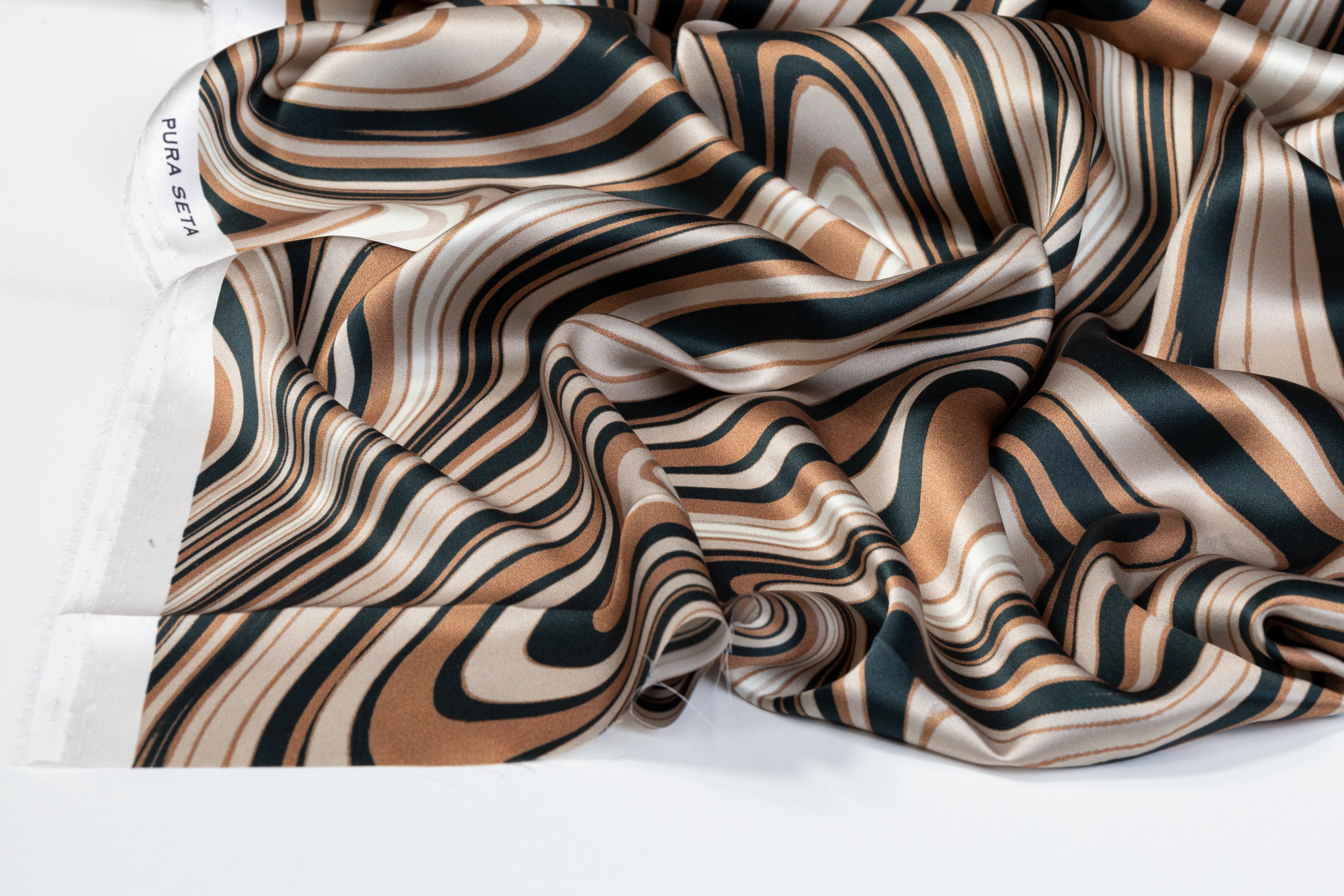 Wavy Italian Silk Charmeuse - Bronze