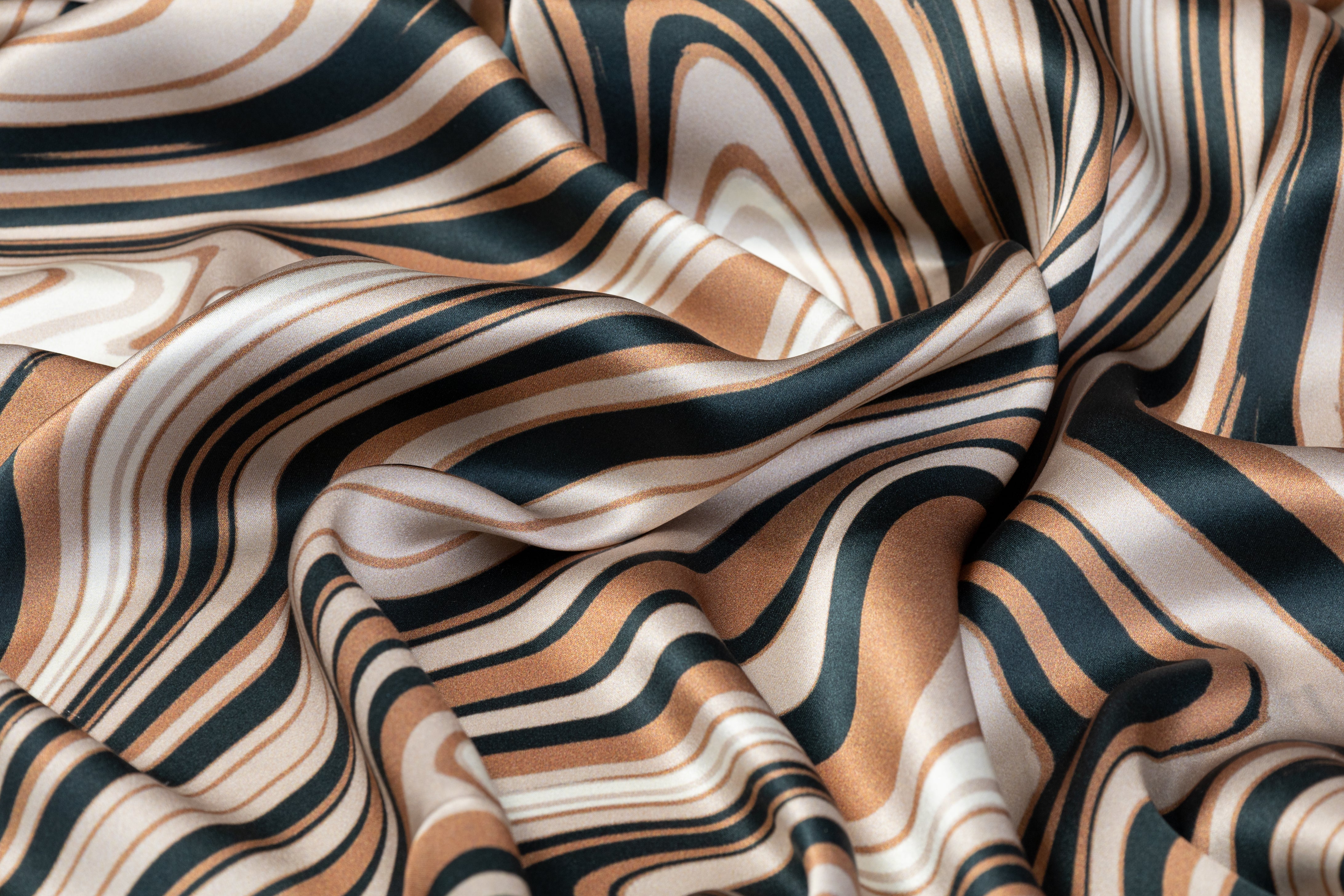 Wavy Italian Silk Charmeuse - Bronze
