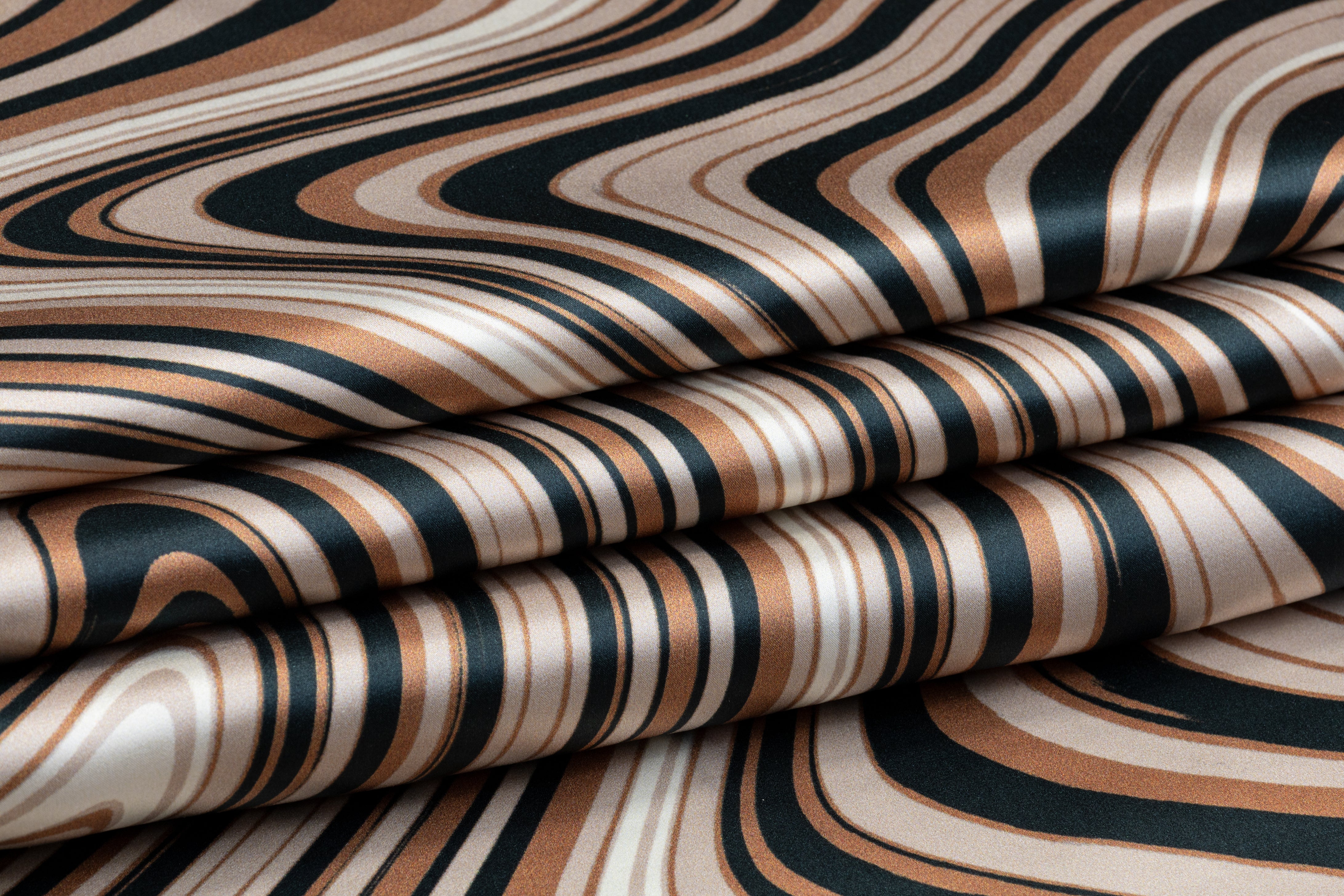 Wavy Italian Silk Charmeuse - Bronze