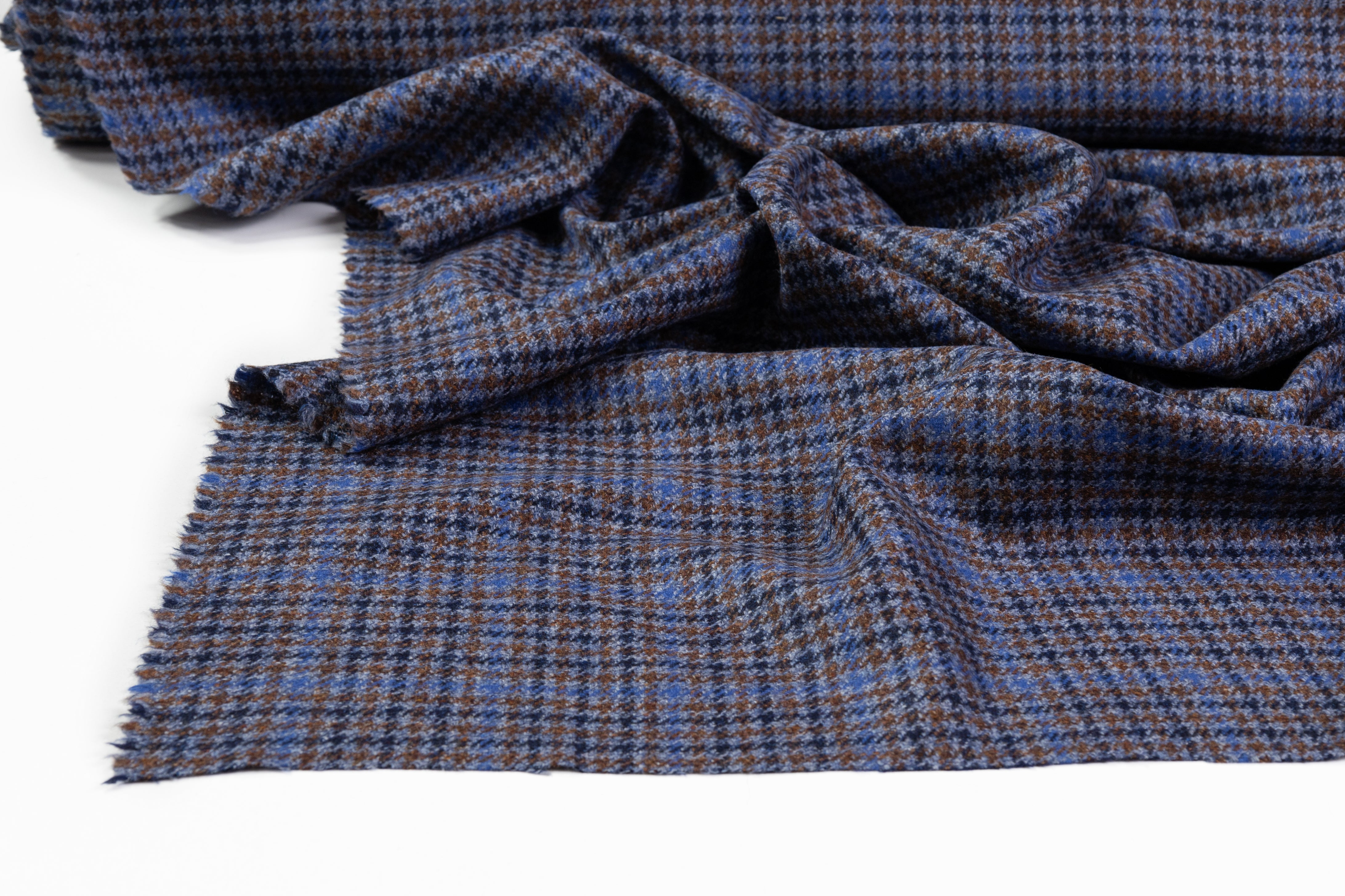Checked Italian Wool - Blue / Brown