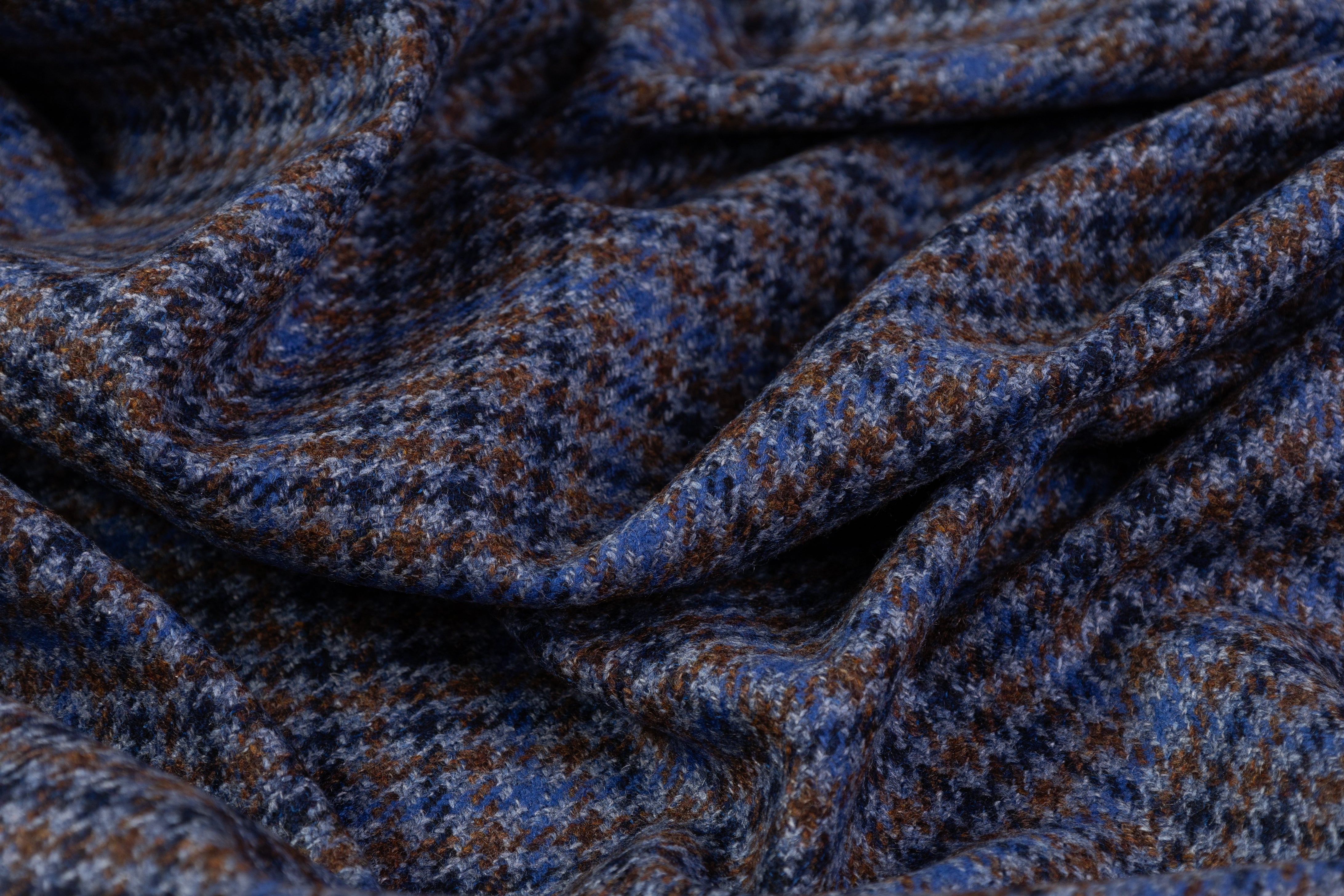 Checked Italian Wool - Blue / Brown