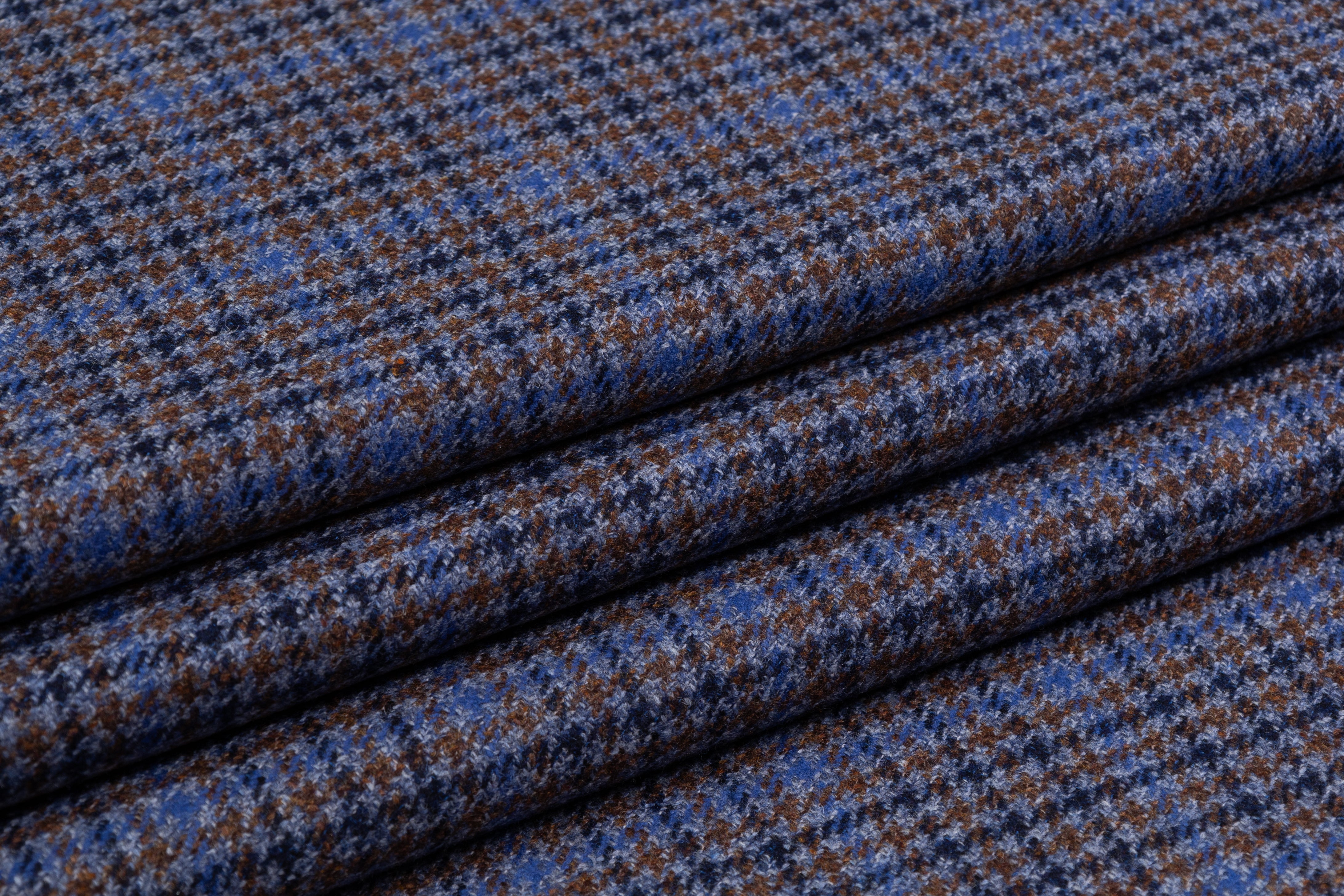 Checked Italian Wool - Blue / Brown