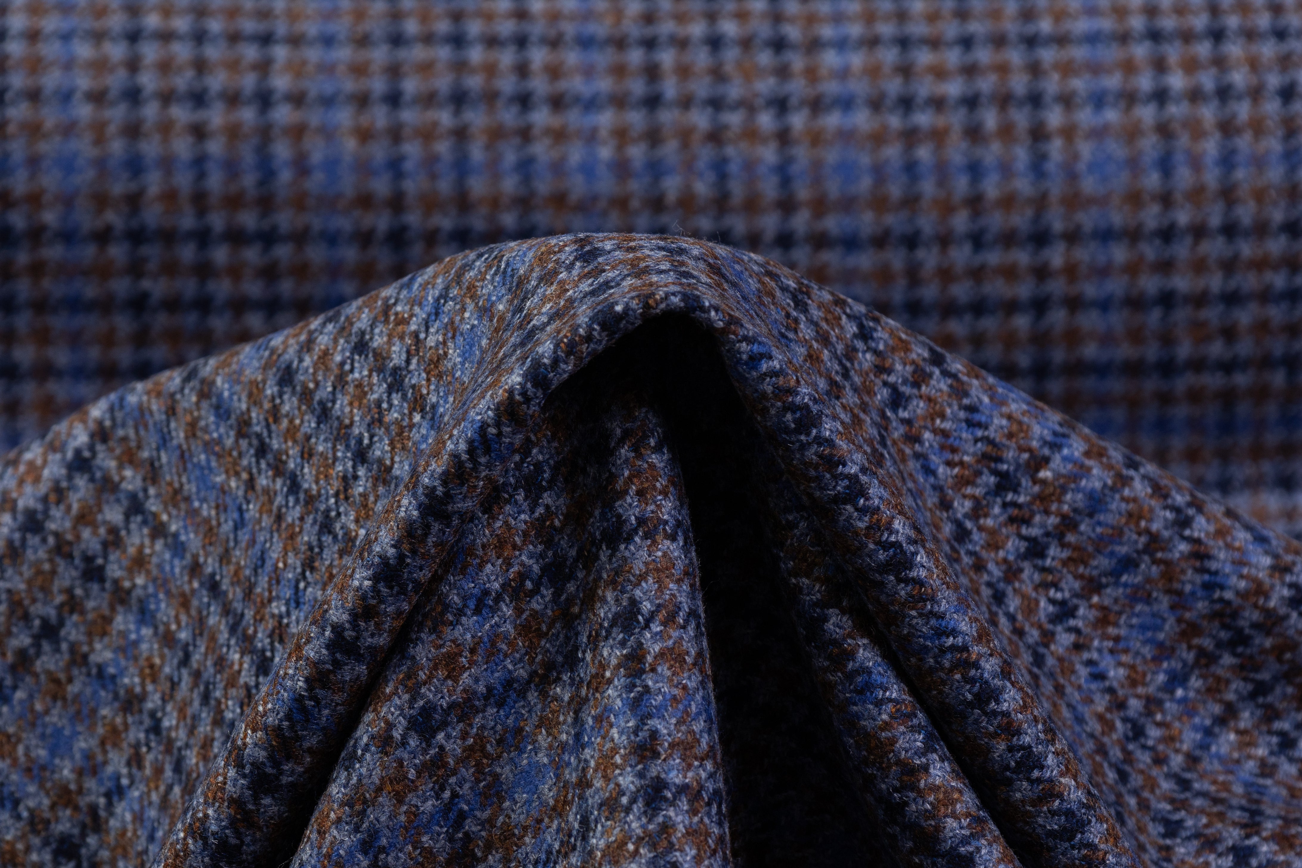 Checked Italian Wool - Blue / Brown