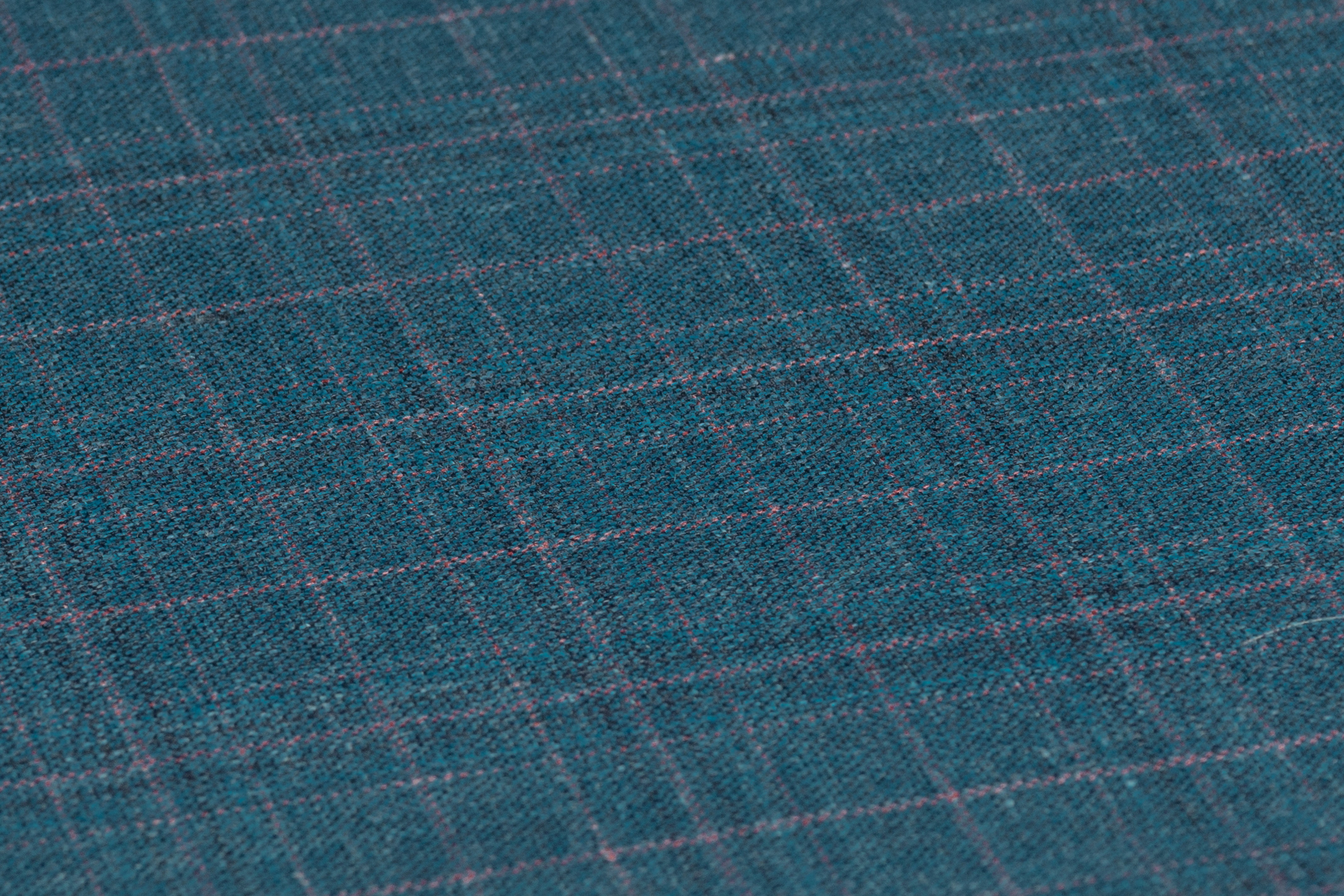 Checked Italian Wool Suiting - Teal Blue / Brick Red