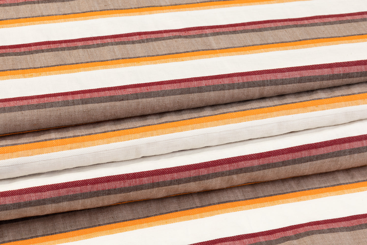 Striped Italian Linen - Orange, Burgundy, Brown
