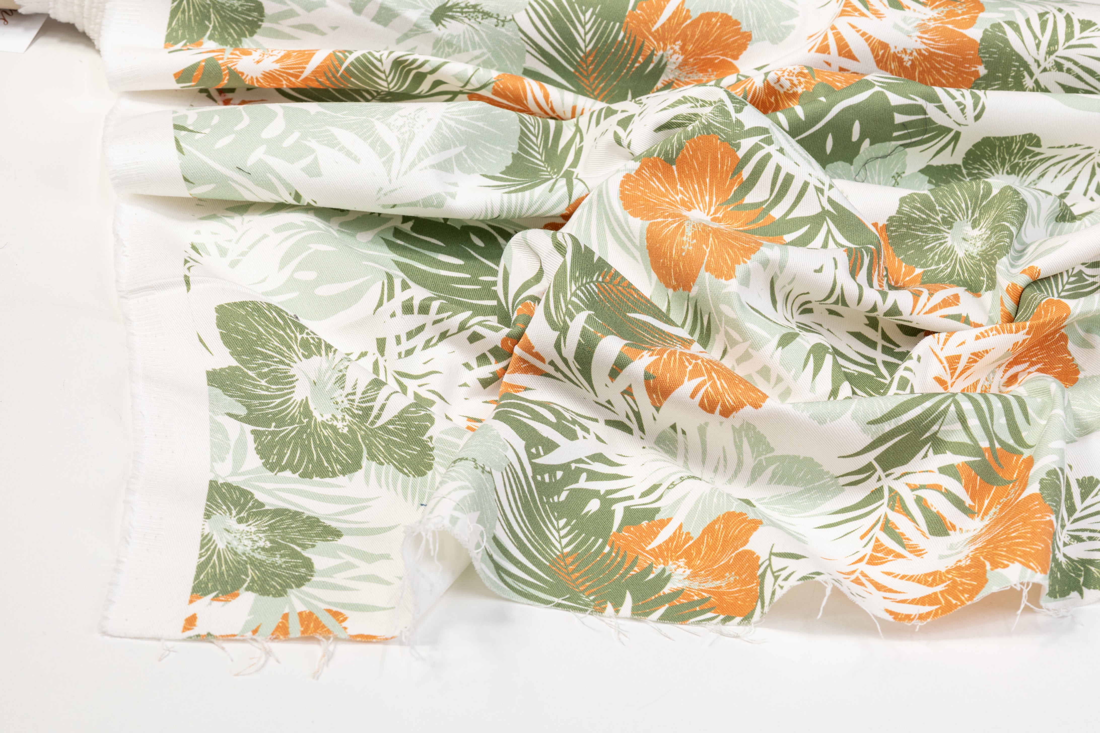 Tropical Floral Italian Cotton Denim - Multicolor