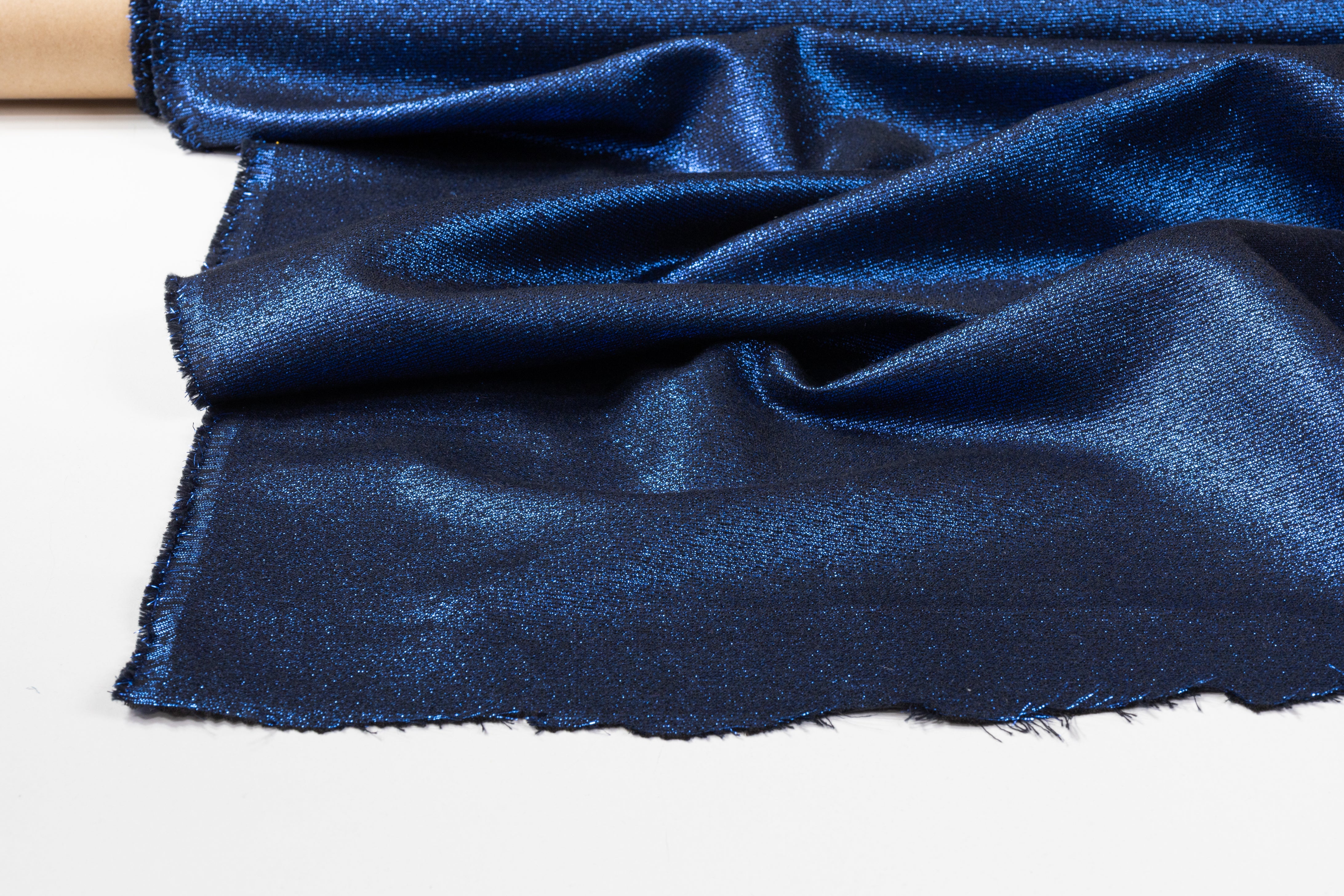 Iridescent Metallic Brocade - Navy