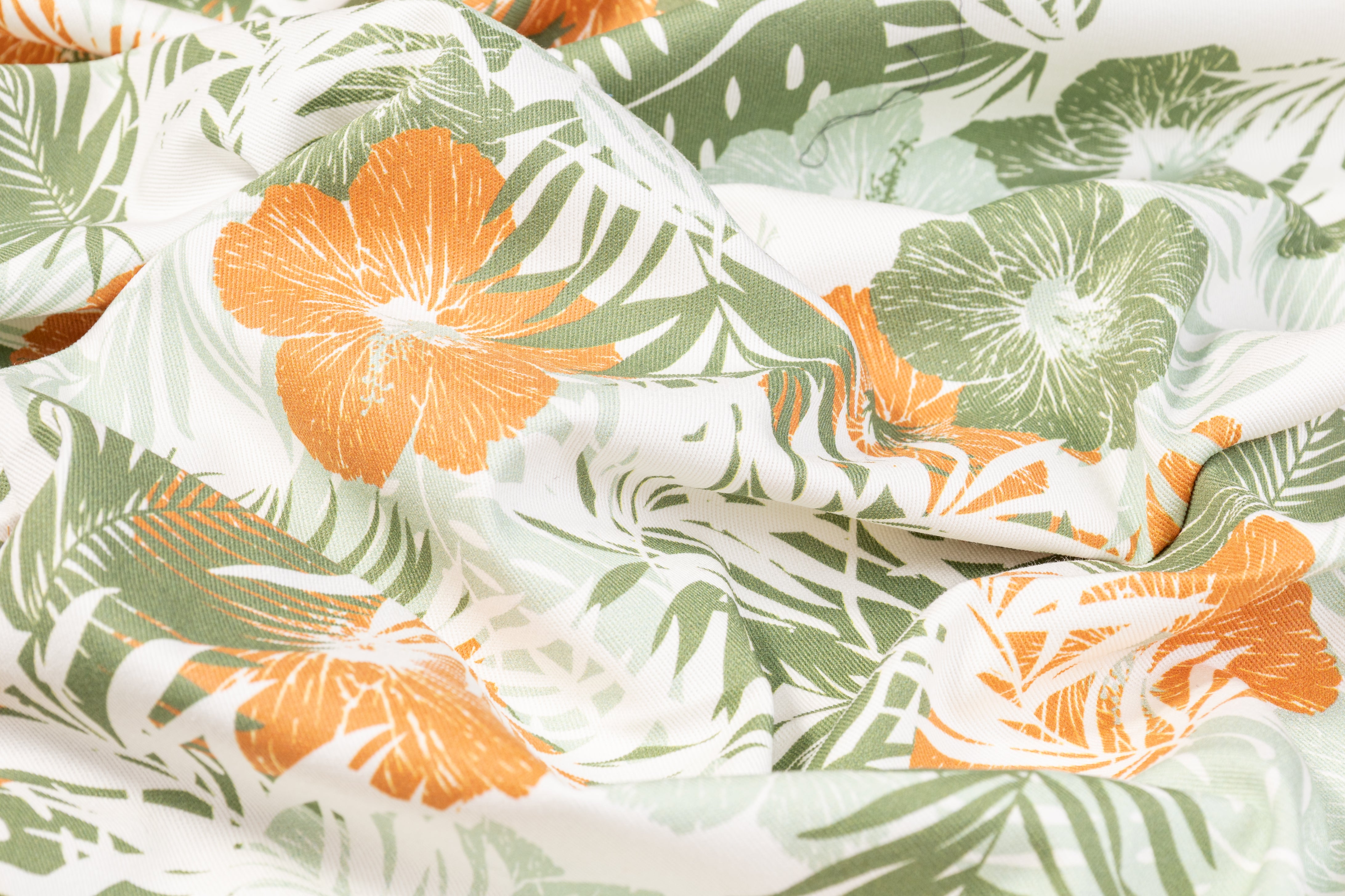 Tropical Floral Italian Cotton Denim - Multicolor