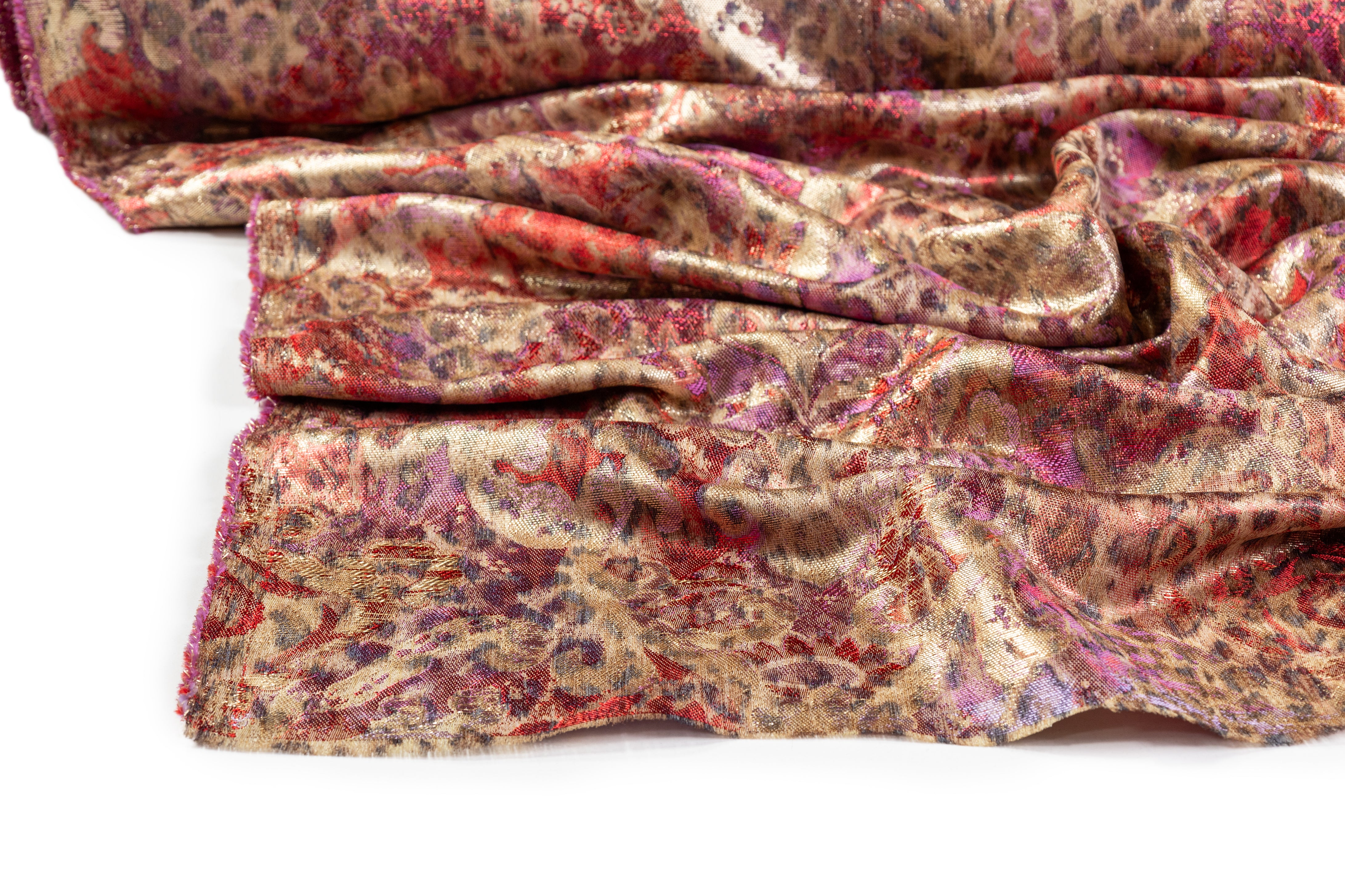 Iridescent Metallic Chiné Jacquard - Gold / Purple / Red