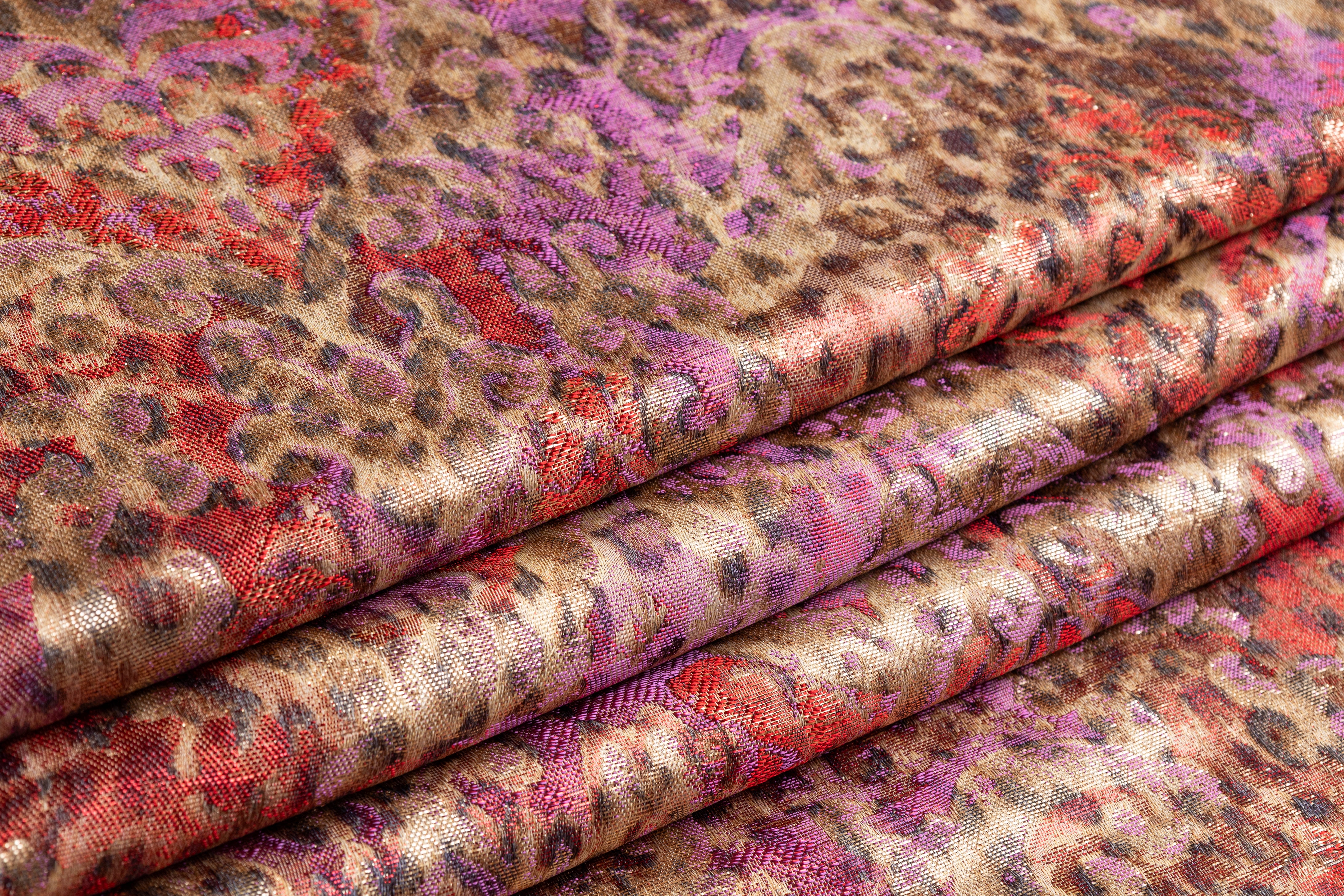 Iridescent Metallic Chiné Jacquard - Gold / Purple / Red