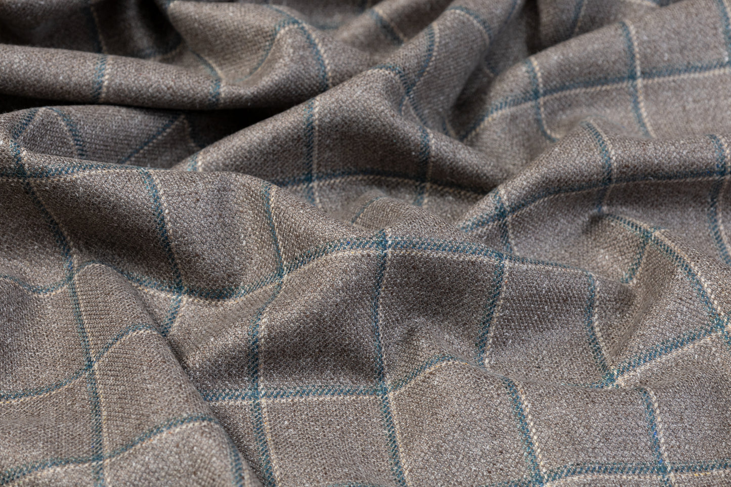 Loro Piana - Windowpane Italian Silk and Wool Suiting - Gray and Teal